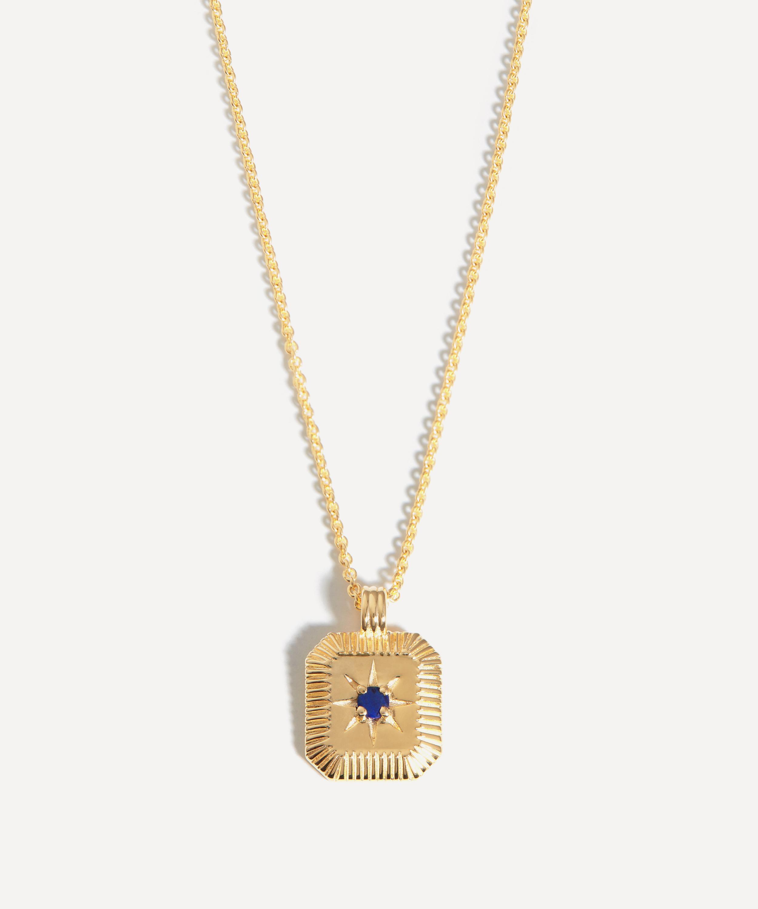 Missoma 18ct Gold-Plated Vermeil Silver Engravable September Birthstone Star Ridge Pendant Necklace Luxury Gift