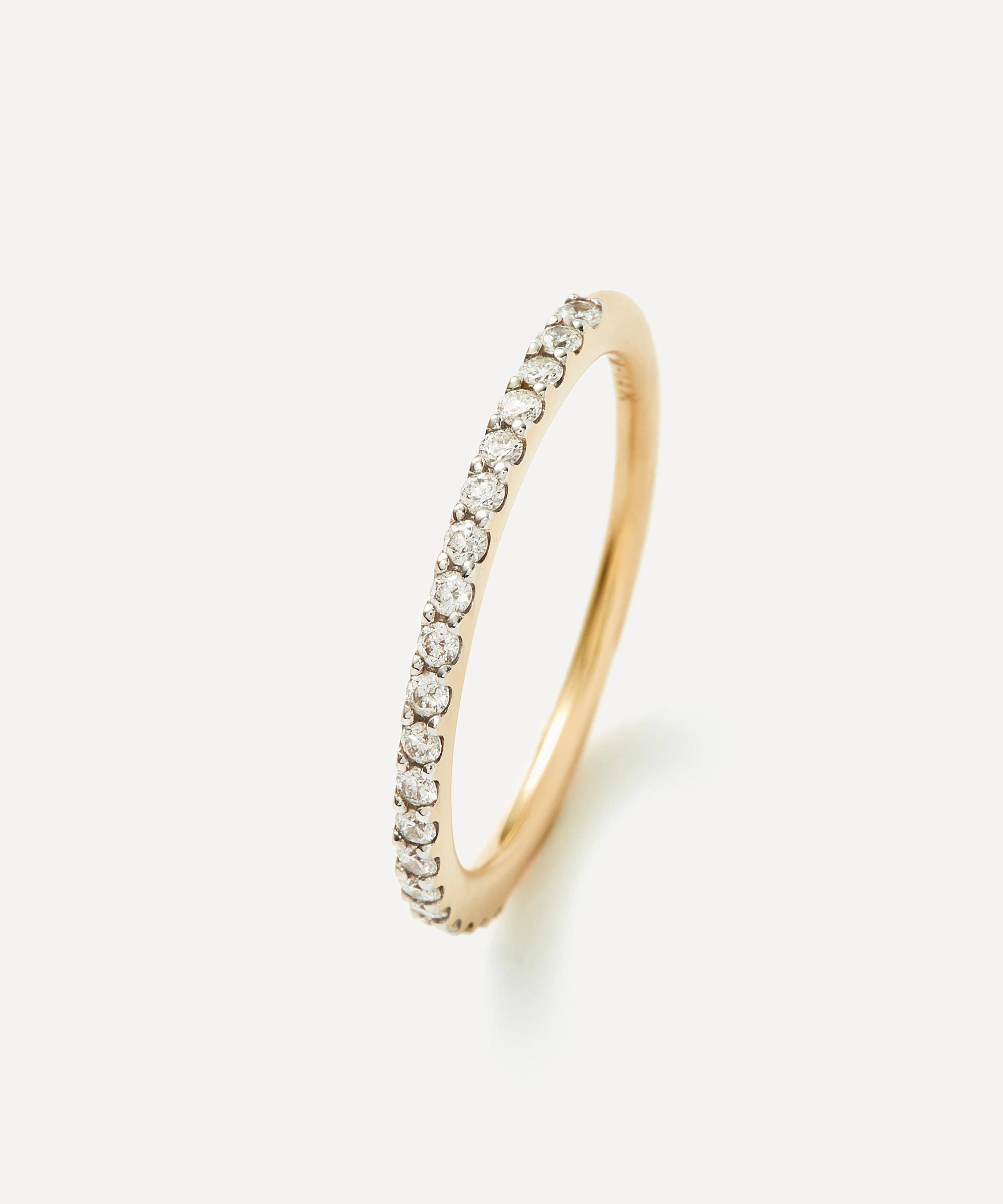 Missoma 14ct Gold Fine Slim Half Eternity Ring P Luxury Gift