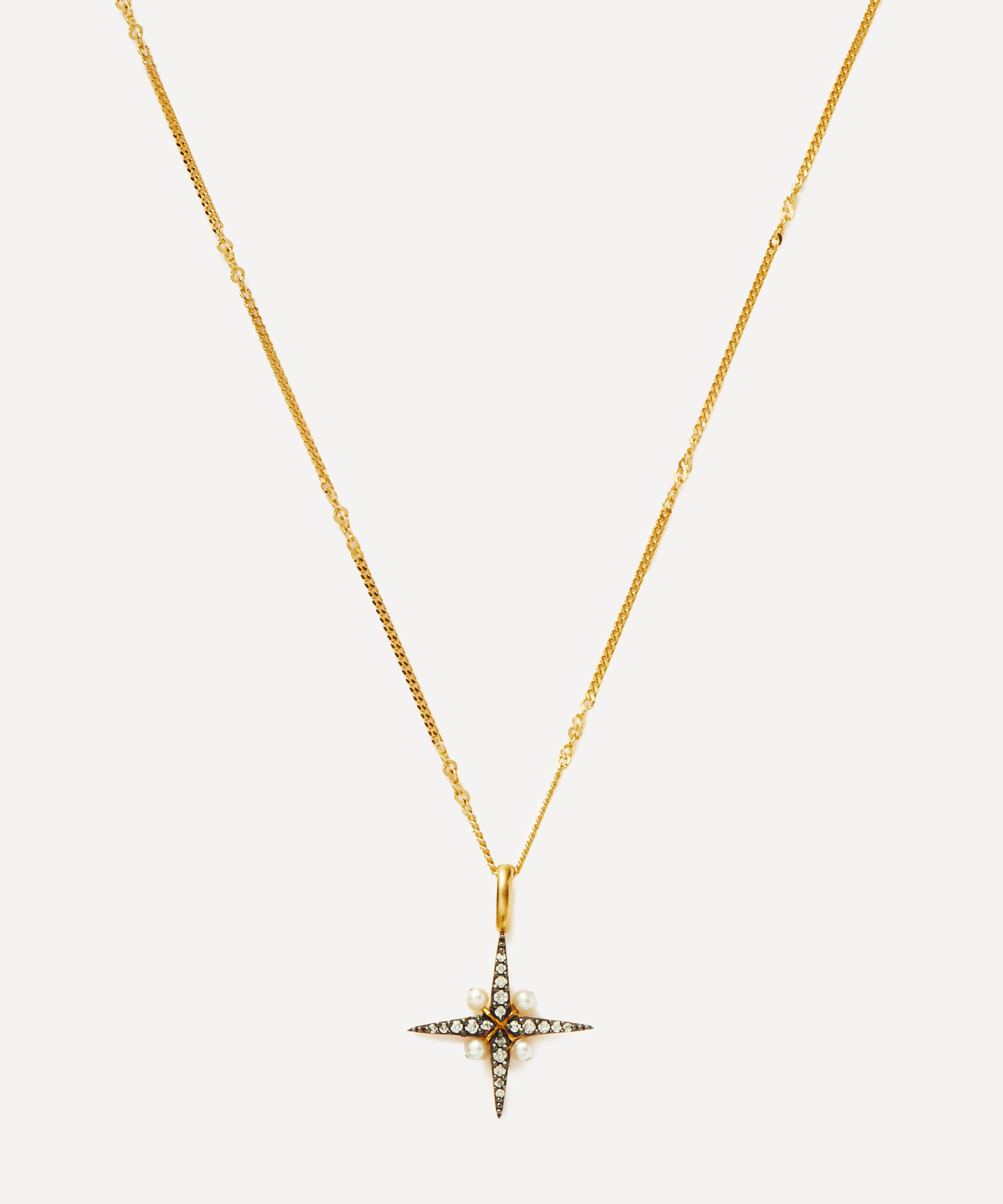 Missoma X Harris Reed 18ct Gold-plated Vermeil Silver North Star Pearl Pendant Necklace
