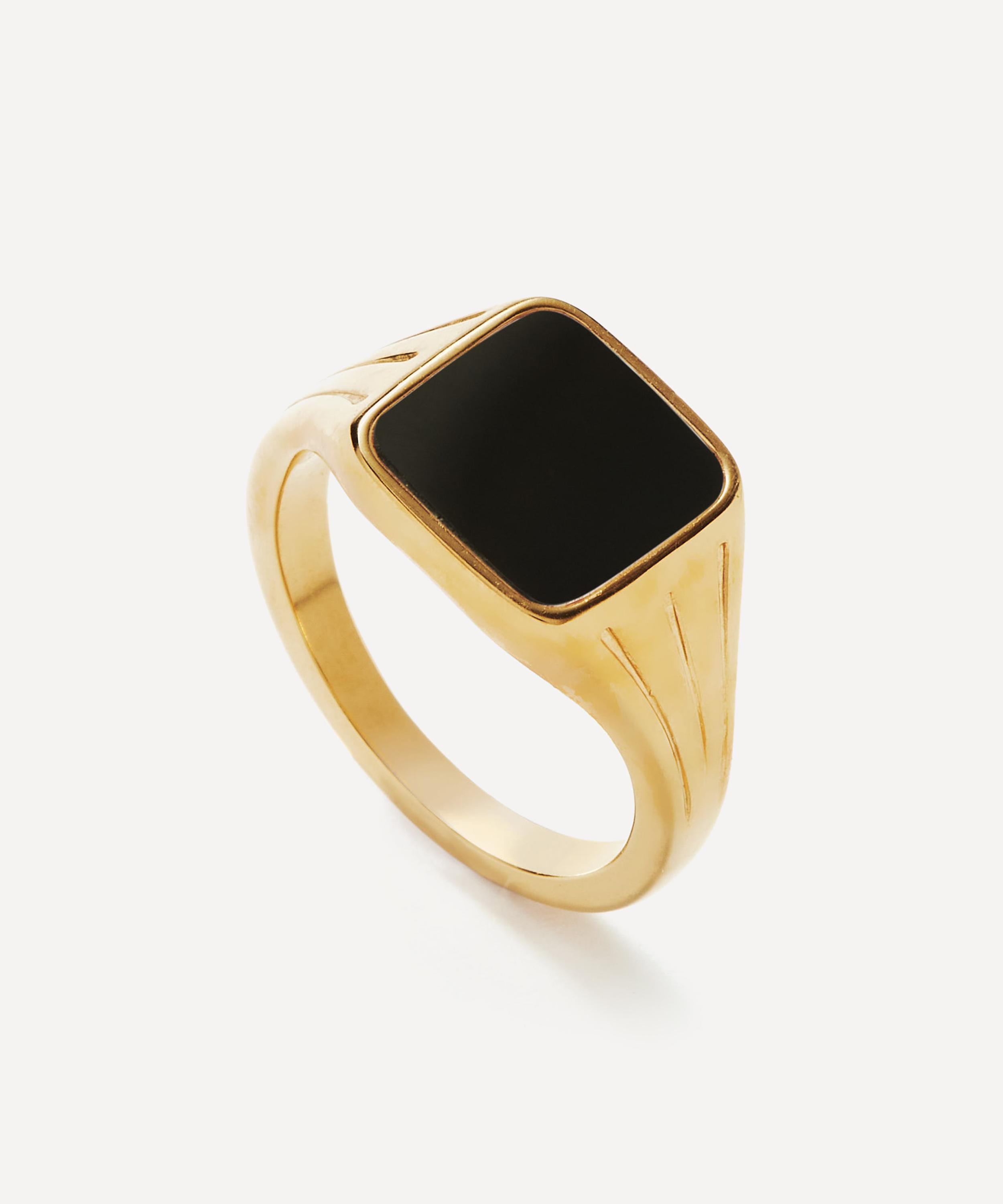 Missoma X Lucy Williams Gold-plated Vermeil Silver Black Square Signet Ring In Gold