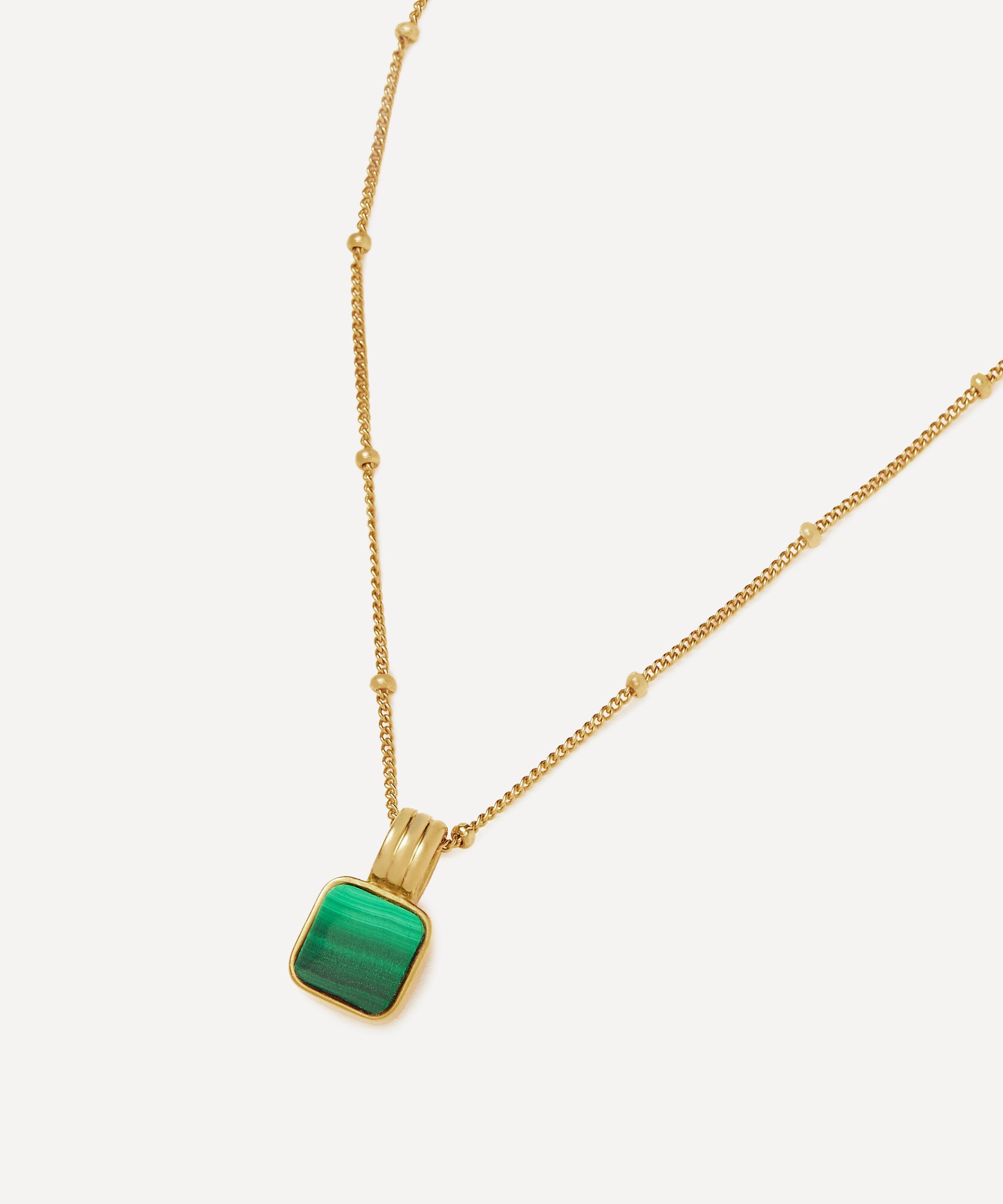 Missoma X Lucy Williams 18ct Gold-plated Vermeil Silver Square Malachite Pendant Necklace