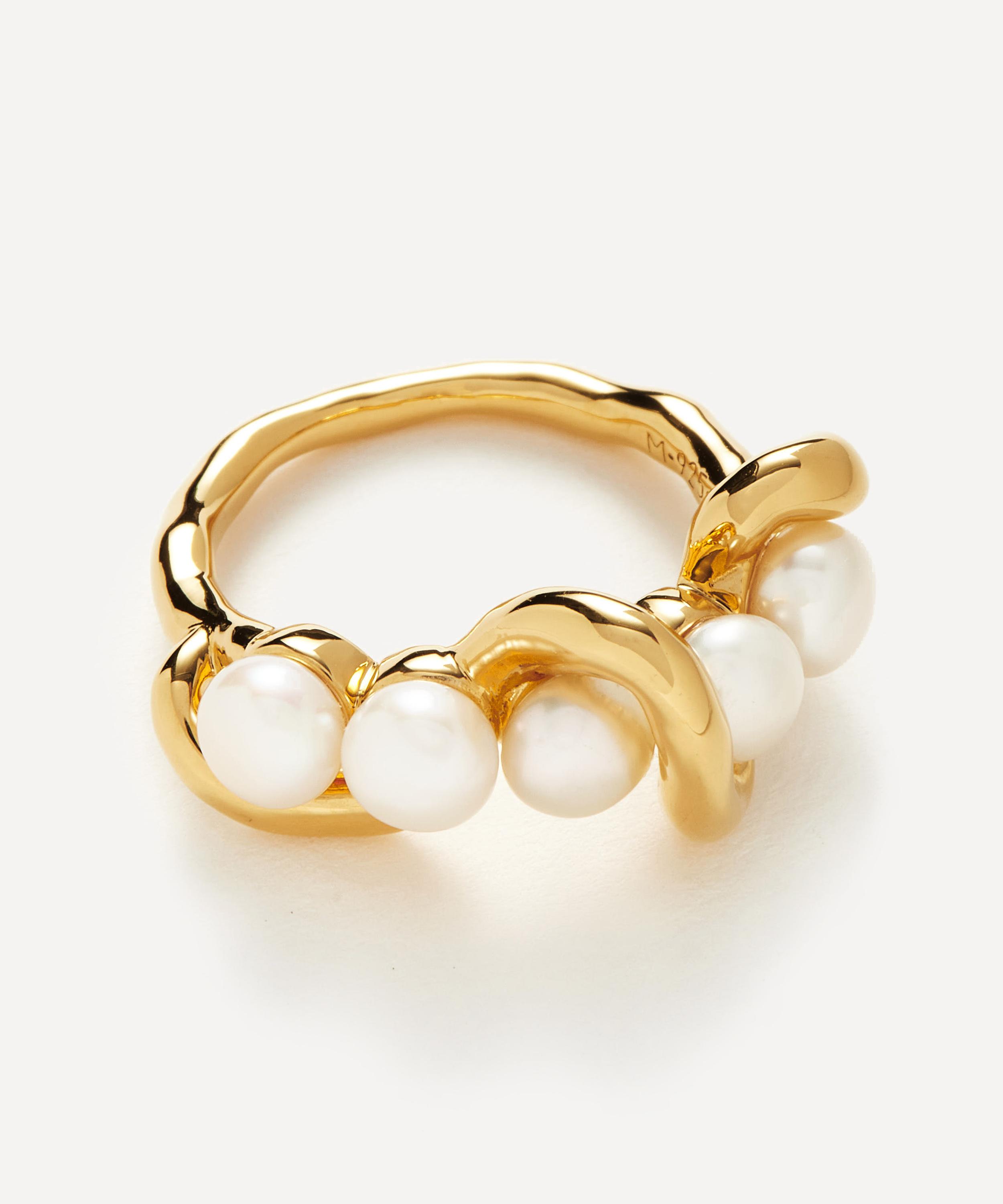 Missoma 18ct Gold-Plated Vermeil Silver Molten Pearl Twisted Ring Luxury Christmas Gift / Present