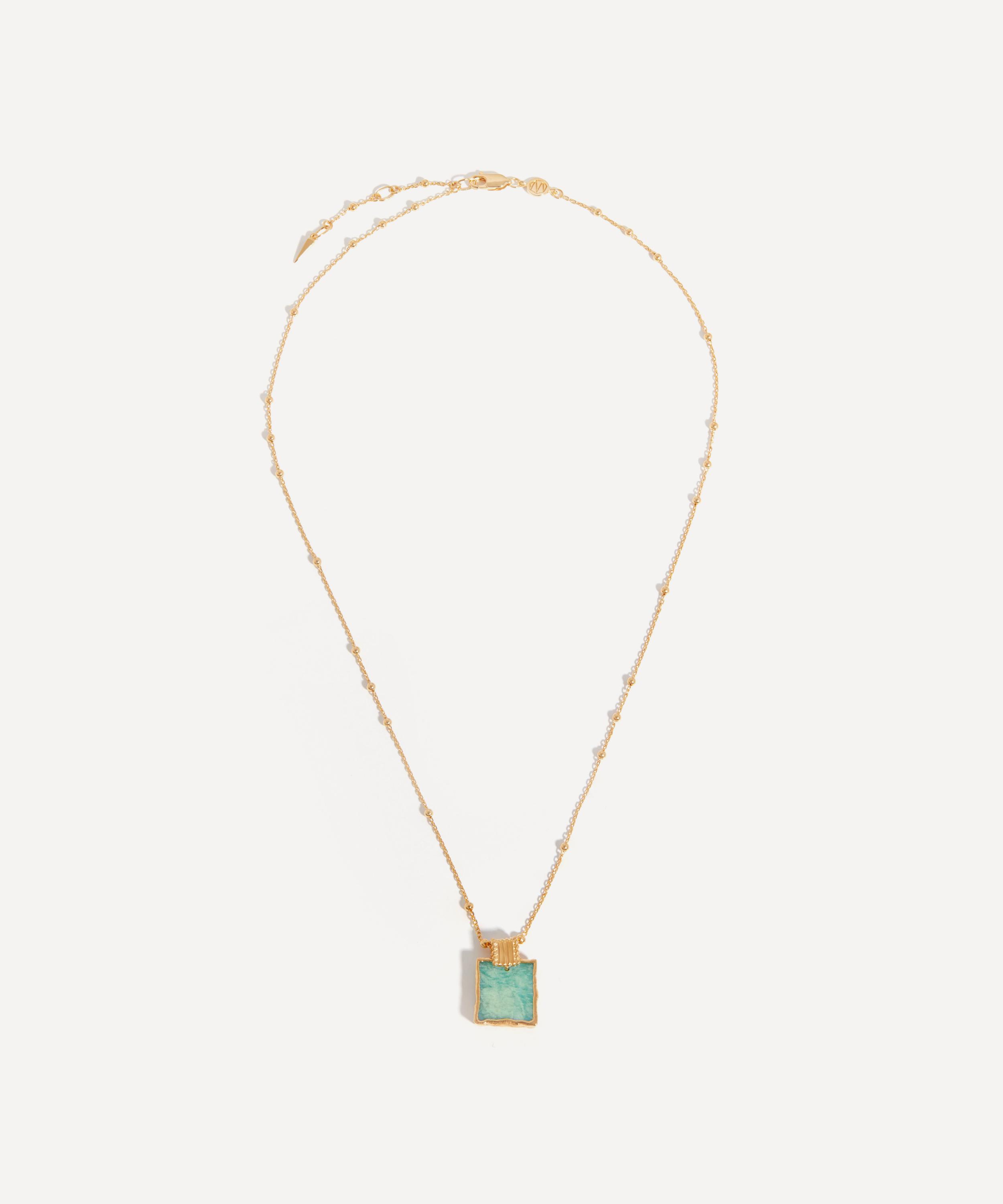 Missoma 18ct Gold-Plated Vermeil Silver Amazonite Lena Charm Pendant Necklace Luxury Christmas Gift / Present