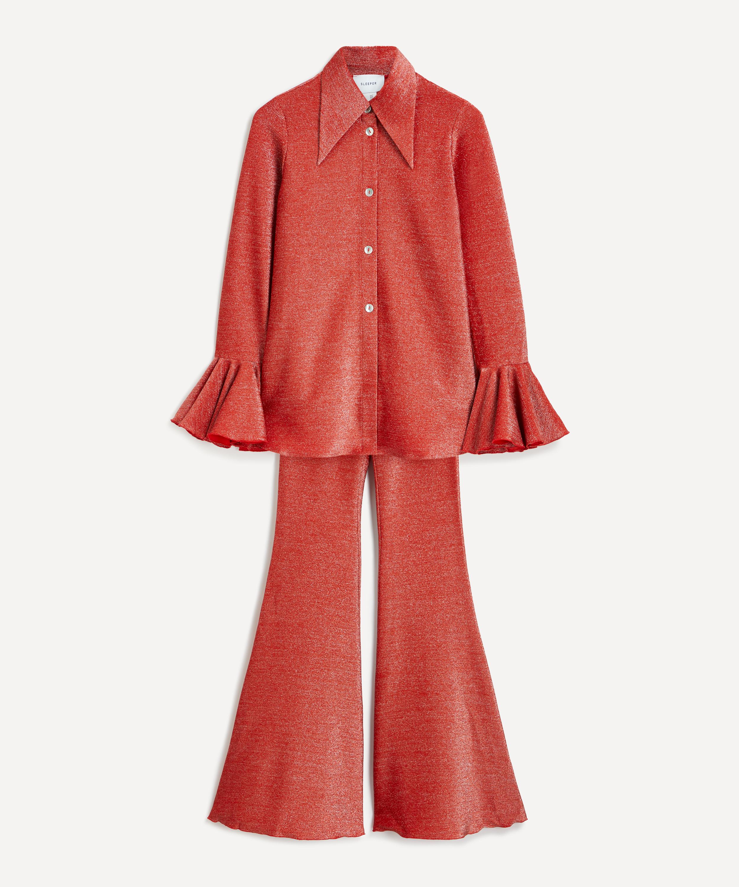 Sleeper Women's Lurex Lounge Suit In Red