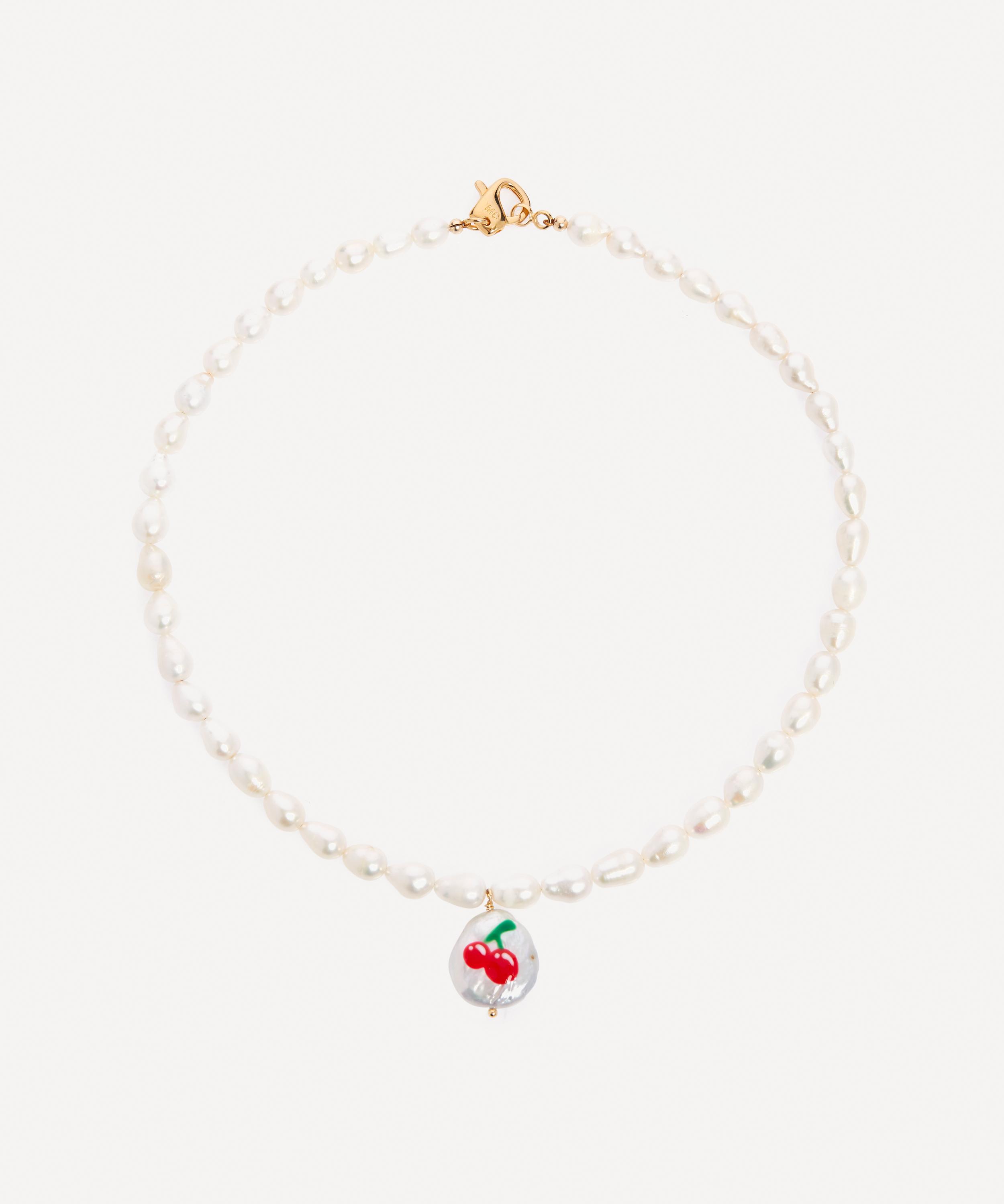 Martha Calvo 14ct Gold-plated Jackpot Cherry Pearl Necklace In White