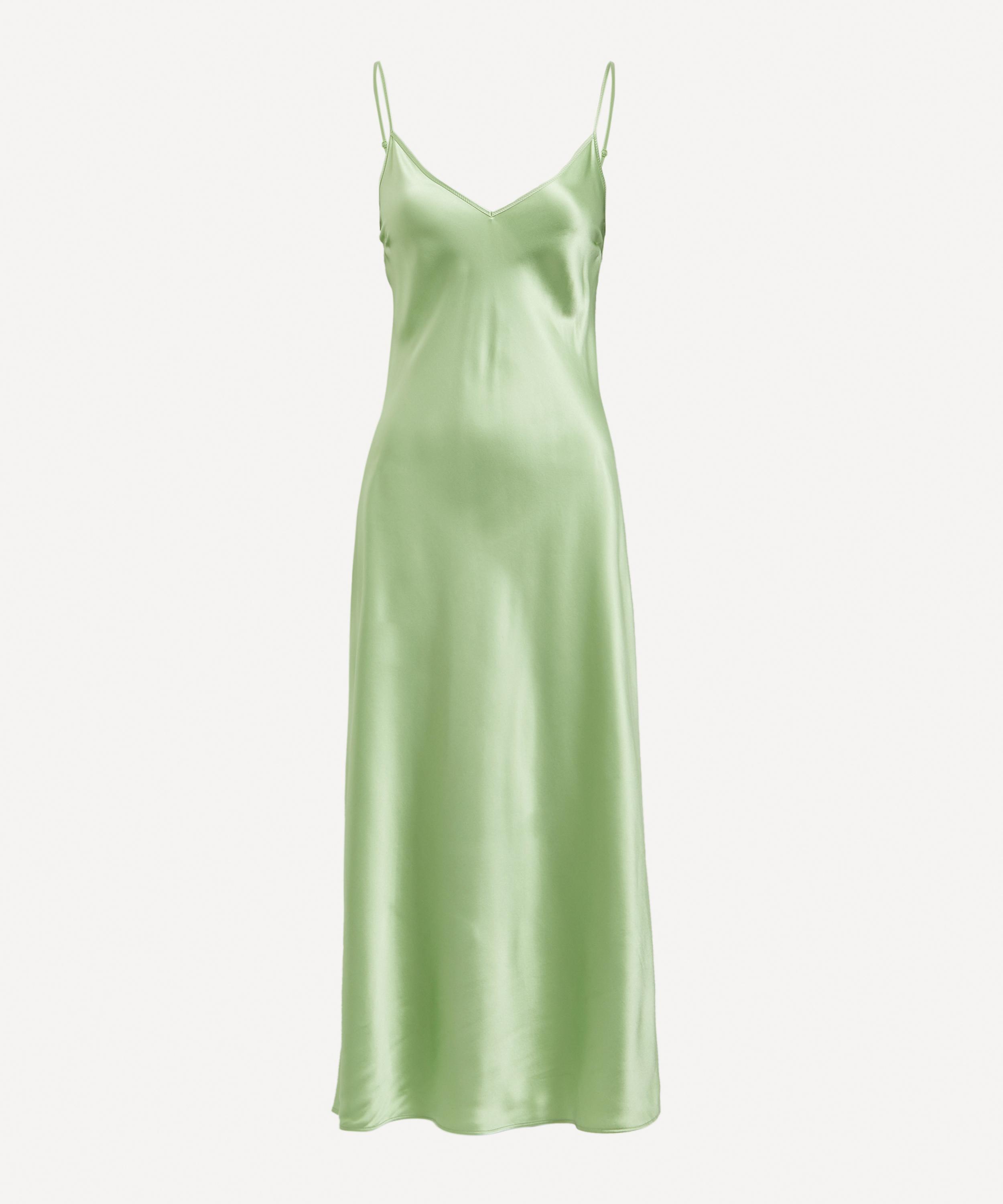 Joseph Clea Silk Satin Slip Dress In Olivine