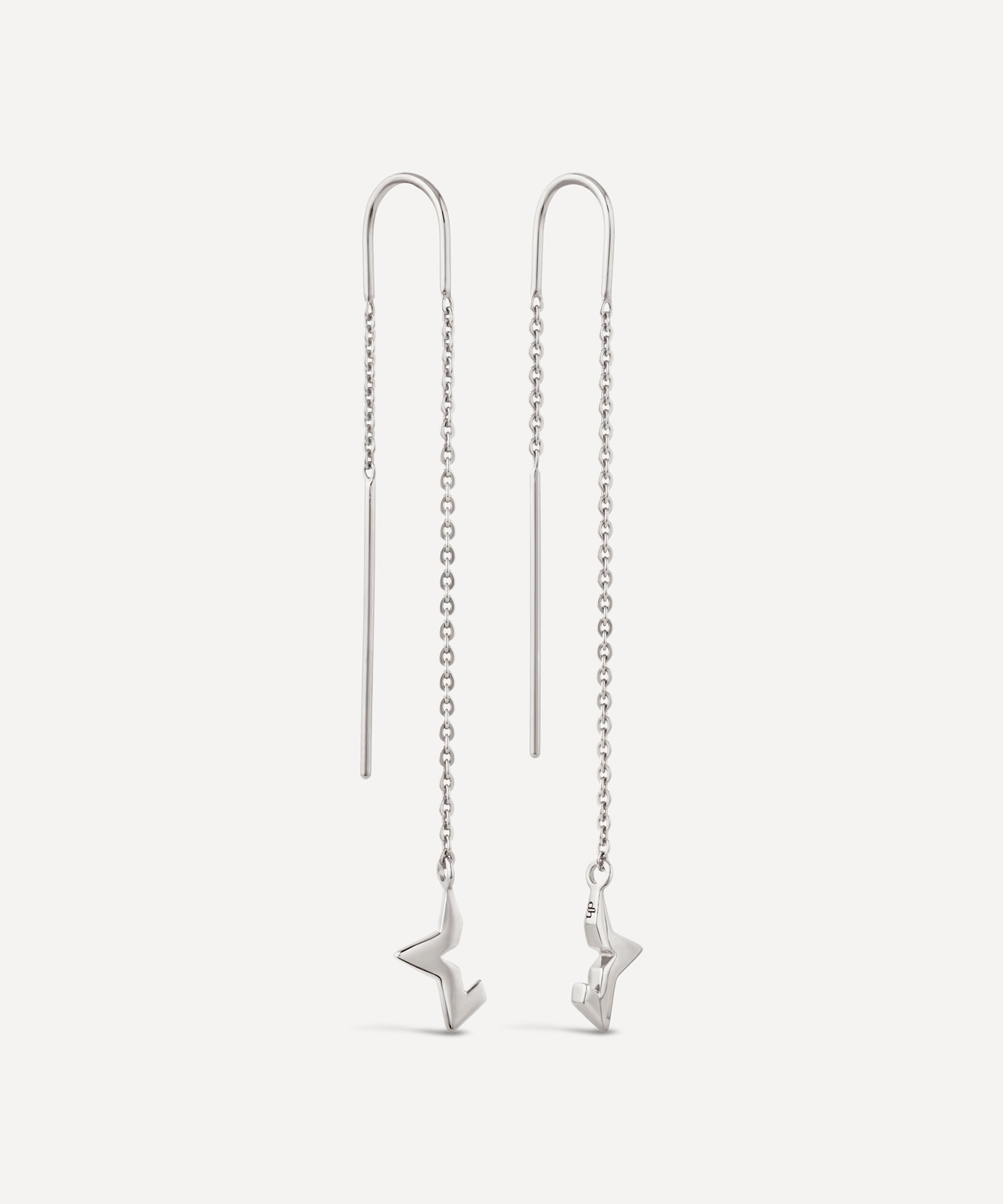 Dinny Hall Sterling Silver Stargazer Threader Deconstructed Half Star Drop Earrings