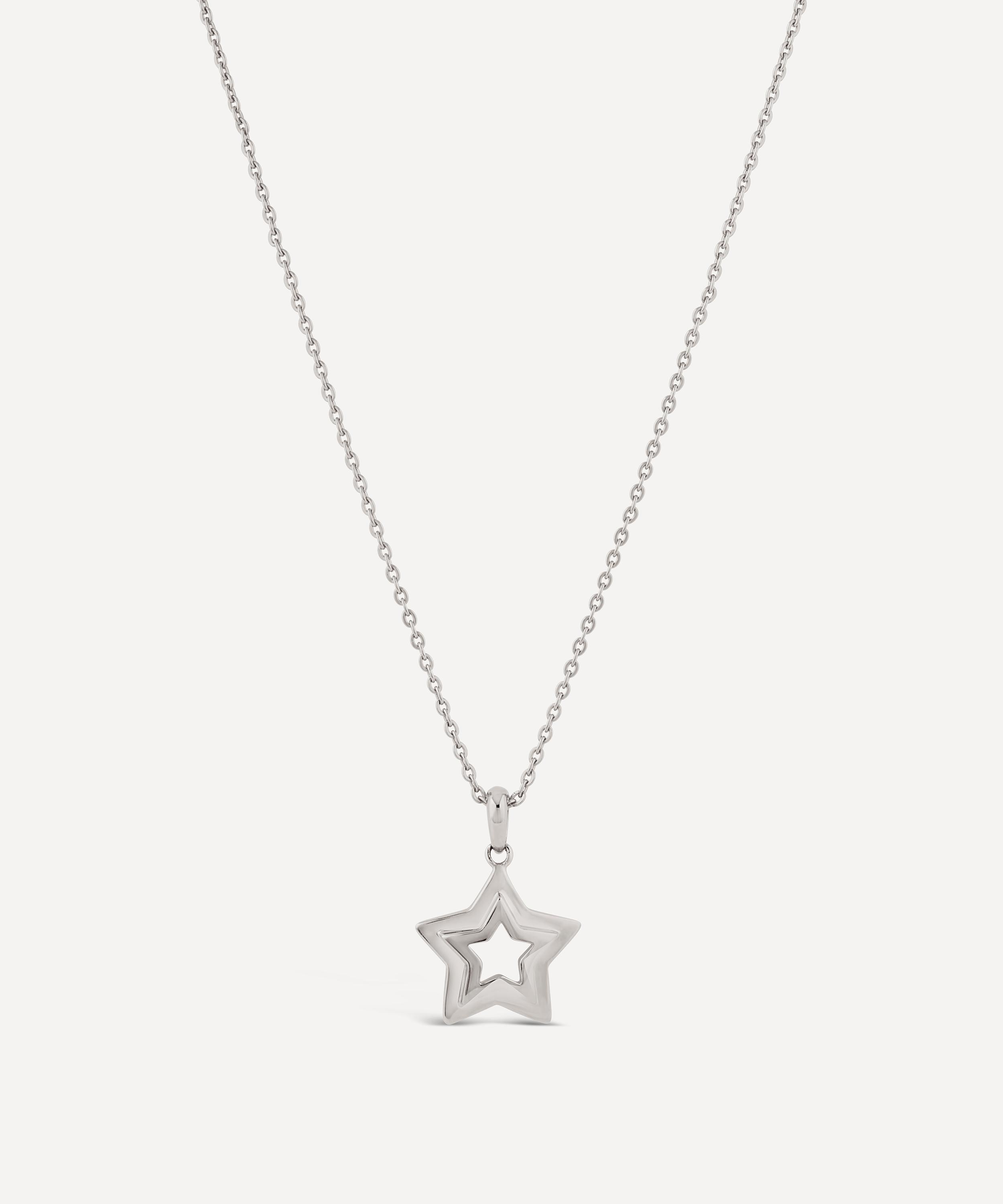 Dinny Hall Sterling Silver Stargazer Double Star Pendant Necklace