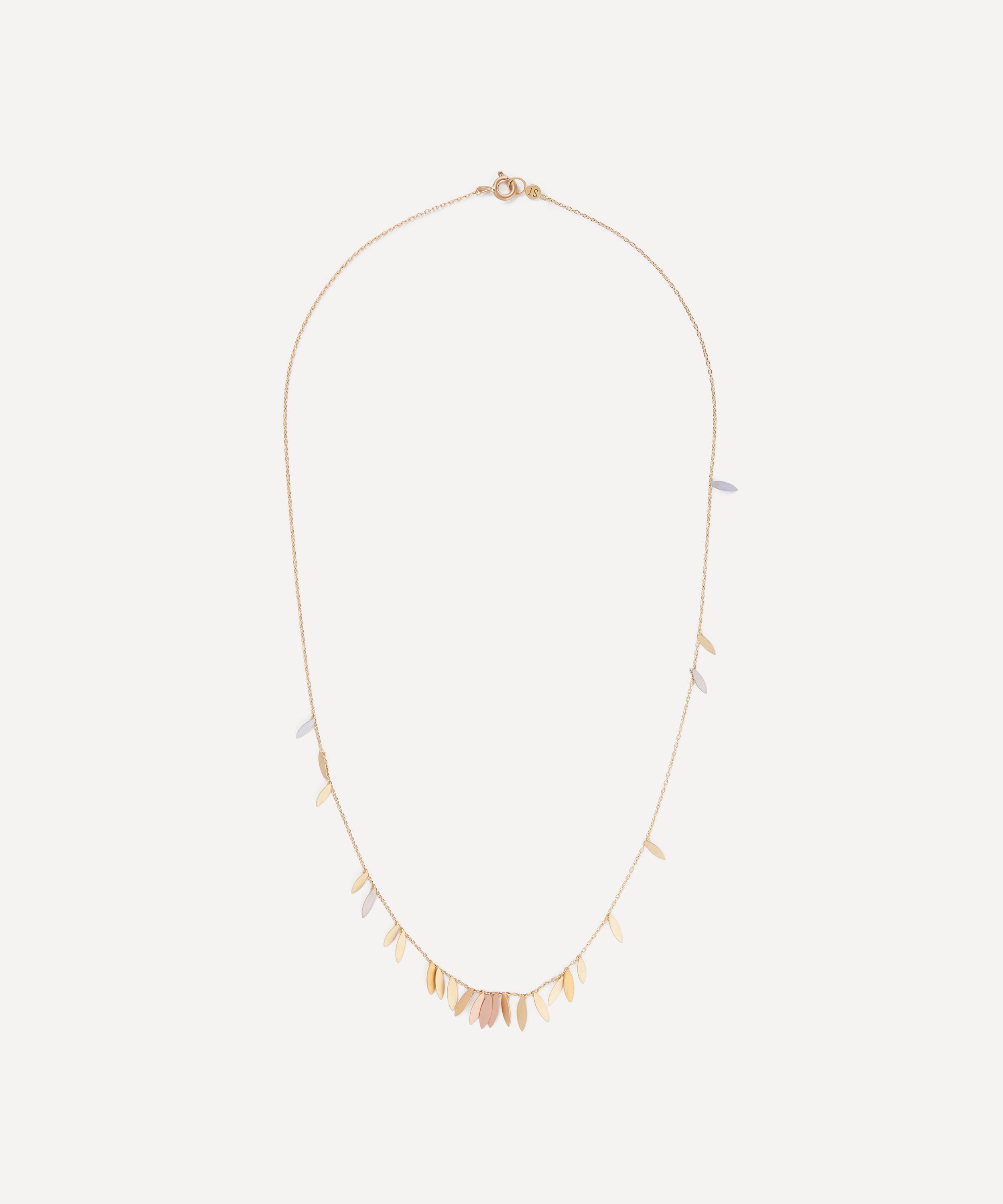 SIA TAYLOR SIA TAYLOR 18CT-24CT GOLD RAINBOW SCATTERED LEAF NECKLACE 