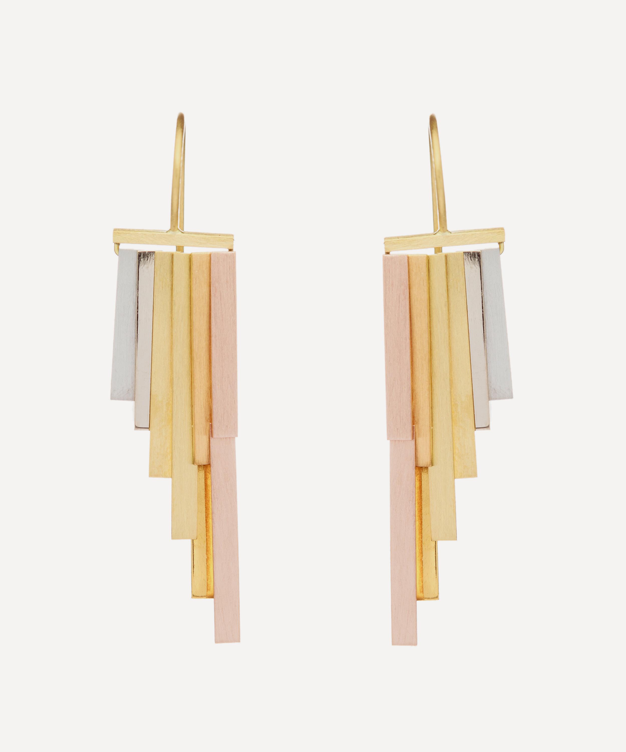 Sia Taylor 18ct-24ct Gold Long Rainfall Drop Earrings
