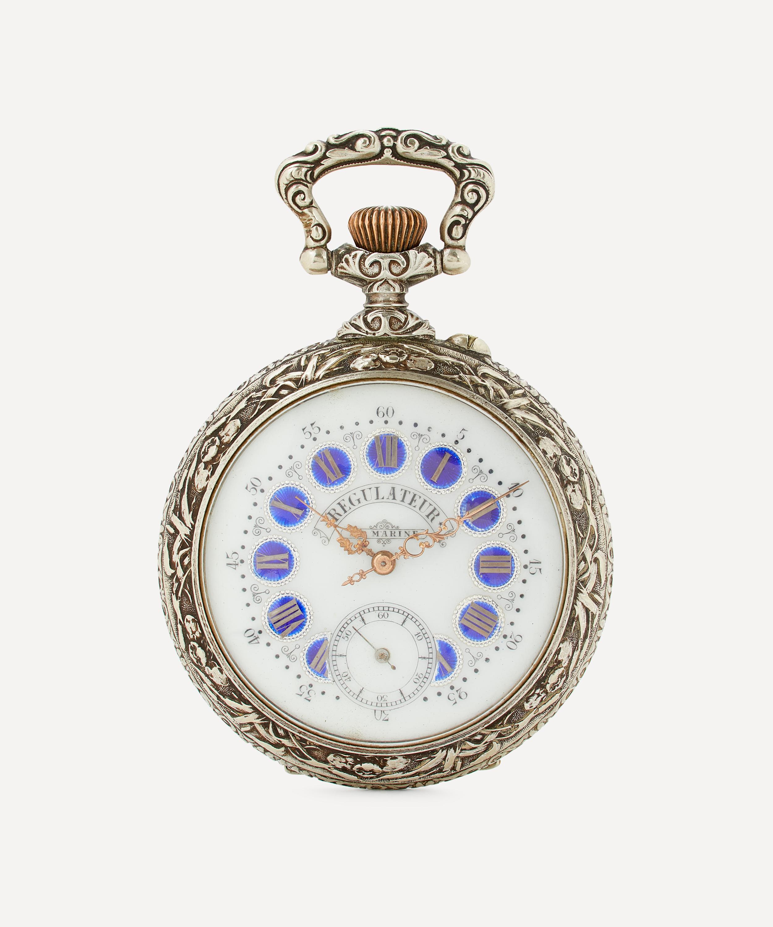 Designer Vintage Late Victorian Regulateur De Marine Silver Plate Clock