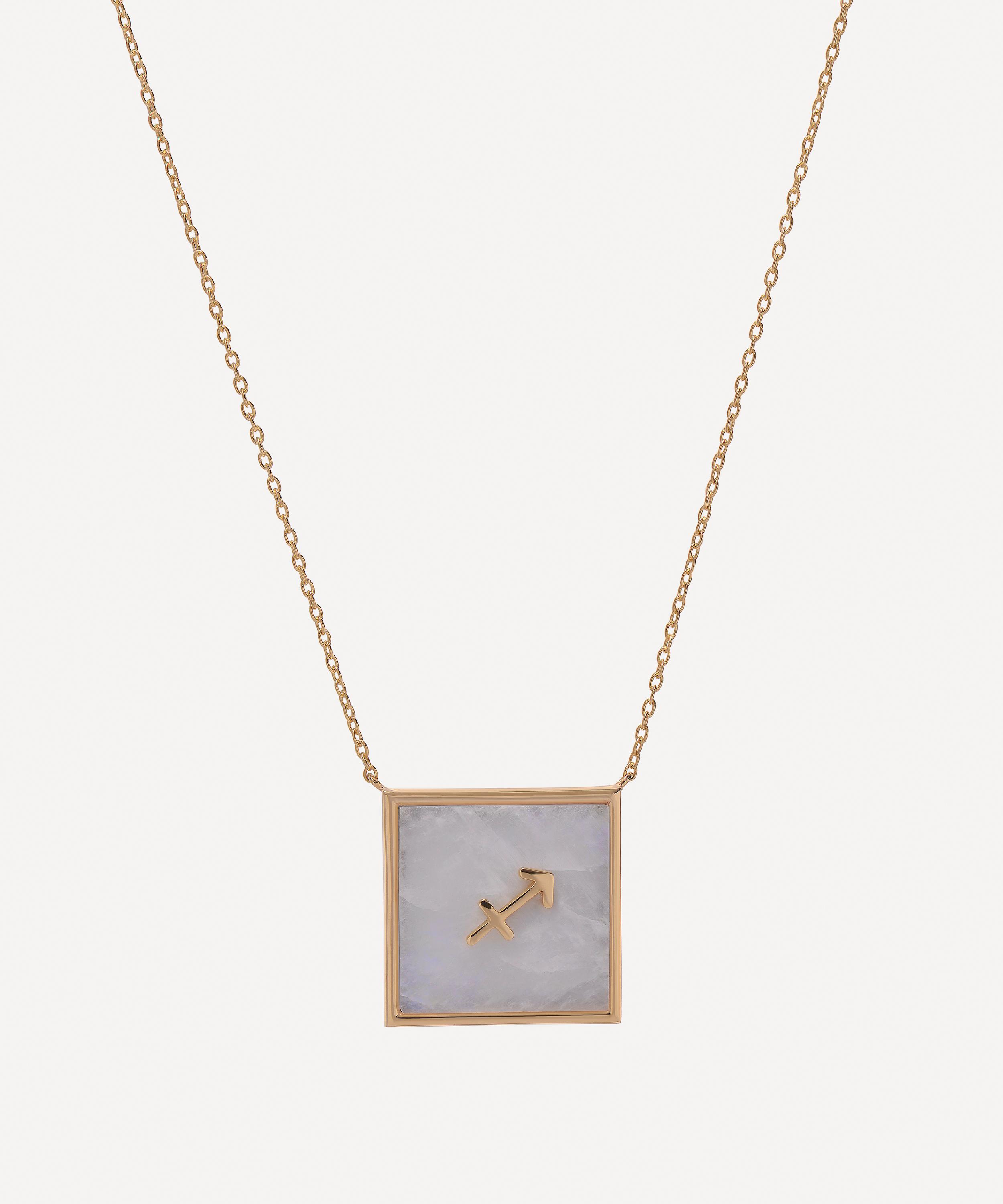 Roxanne First 9ct Gold Sagittarius Zodiac Moonstone Necklace
