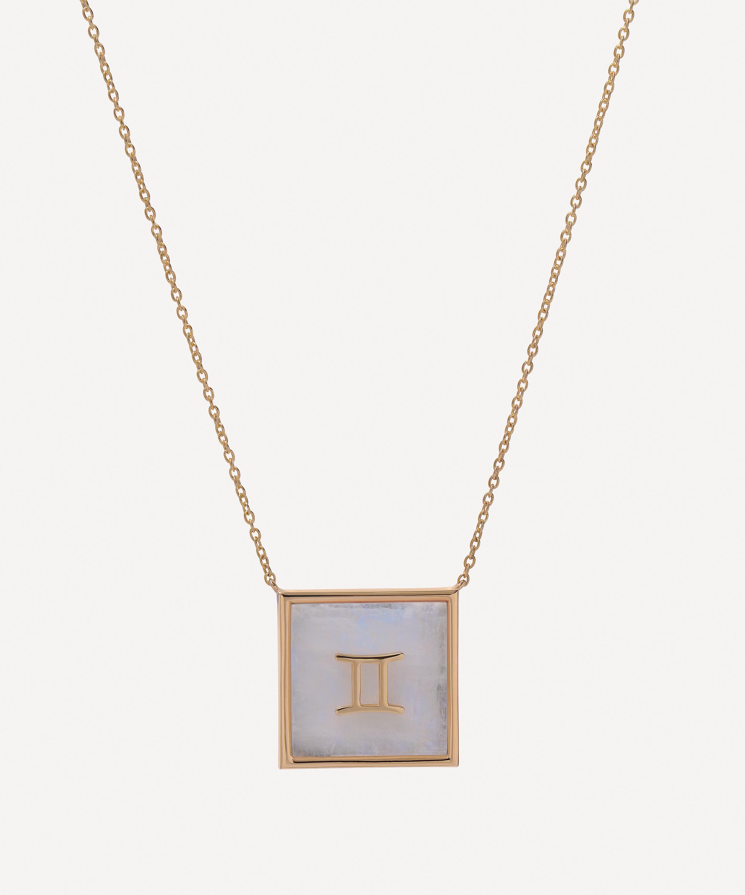 Roxanne First 9ct Gold Gemini Zodiac Moonstone Necklace