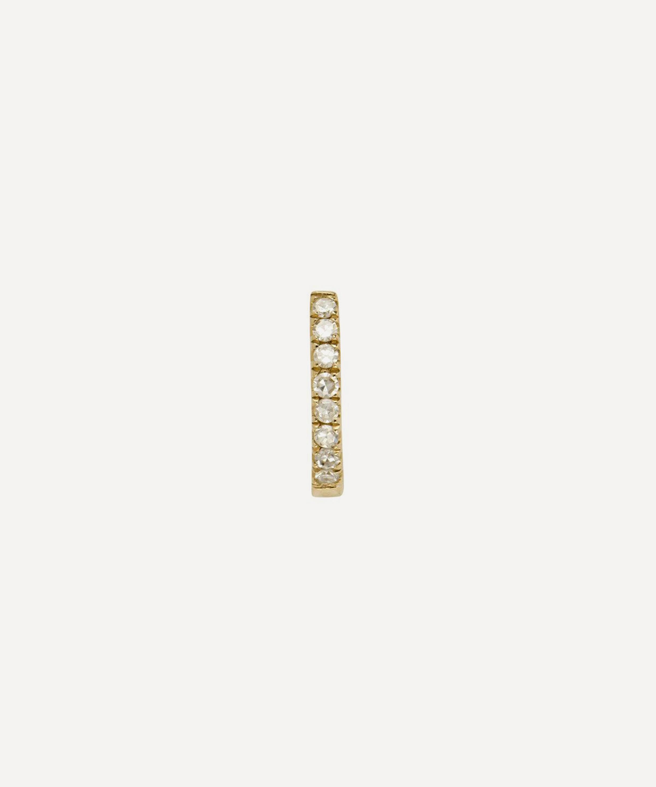 Roxanne First 14ct Gold Mini Skinny Diamond Single Huggie Hoop Earring