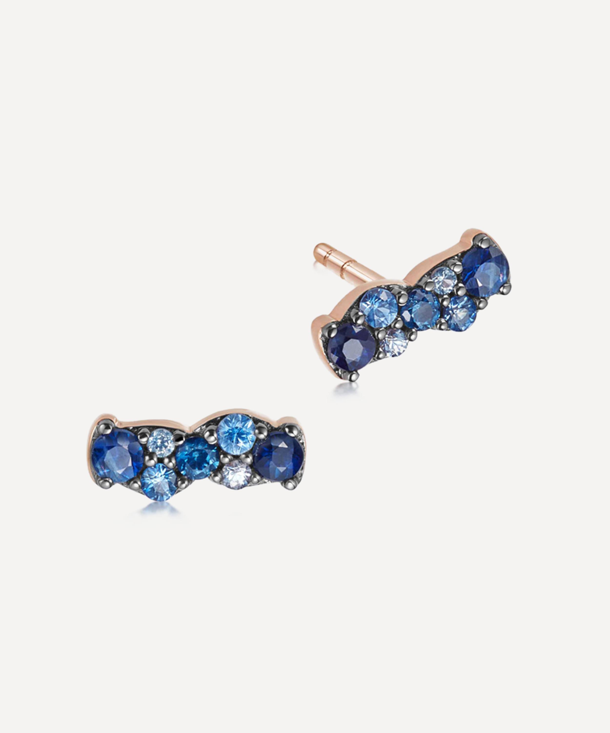 ASTLEY CLARKE ASTLEY CLARKE 14CT GOLD INTERSTELLAR SAPPHIRE BAR STUD EARRINGS 