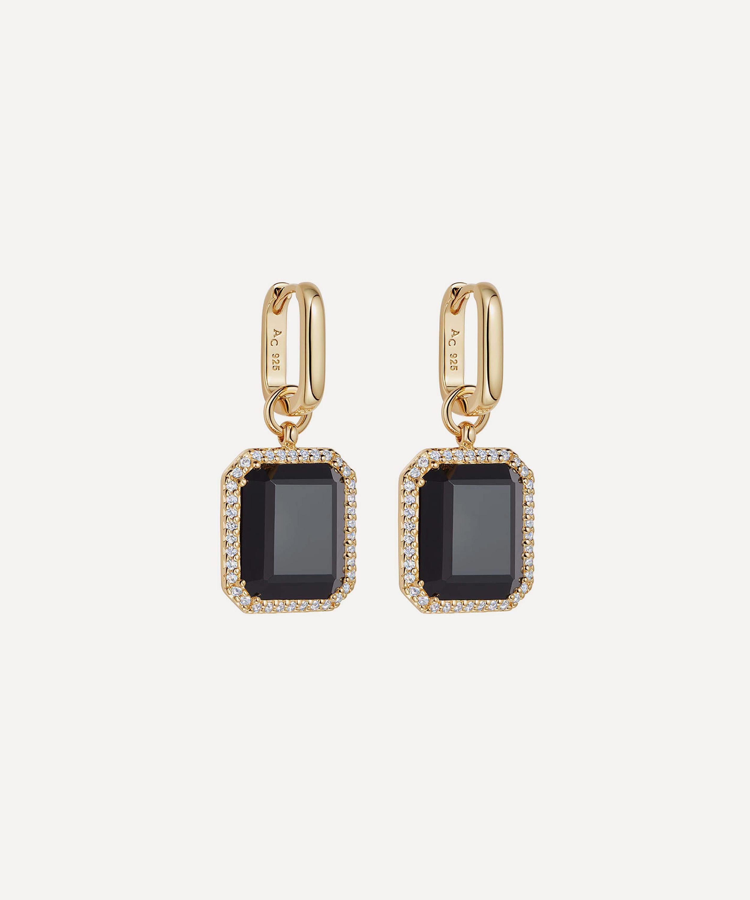 ASTLEY CLARKE ASTLEY CLARKE 18CT GOLD-PLATED VERMEIL SILVER OTTIMA BLACK ONYX SLICE DROP EARRINGS 