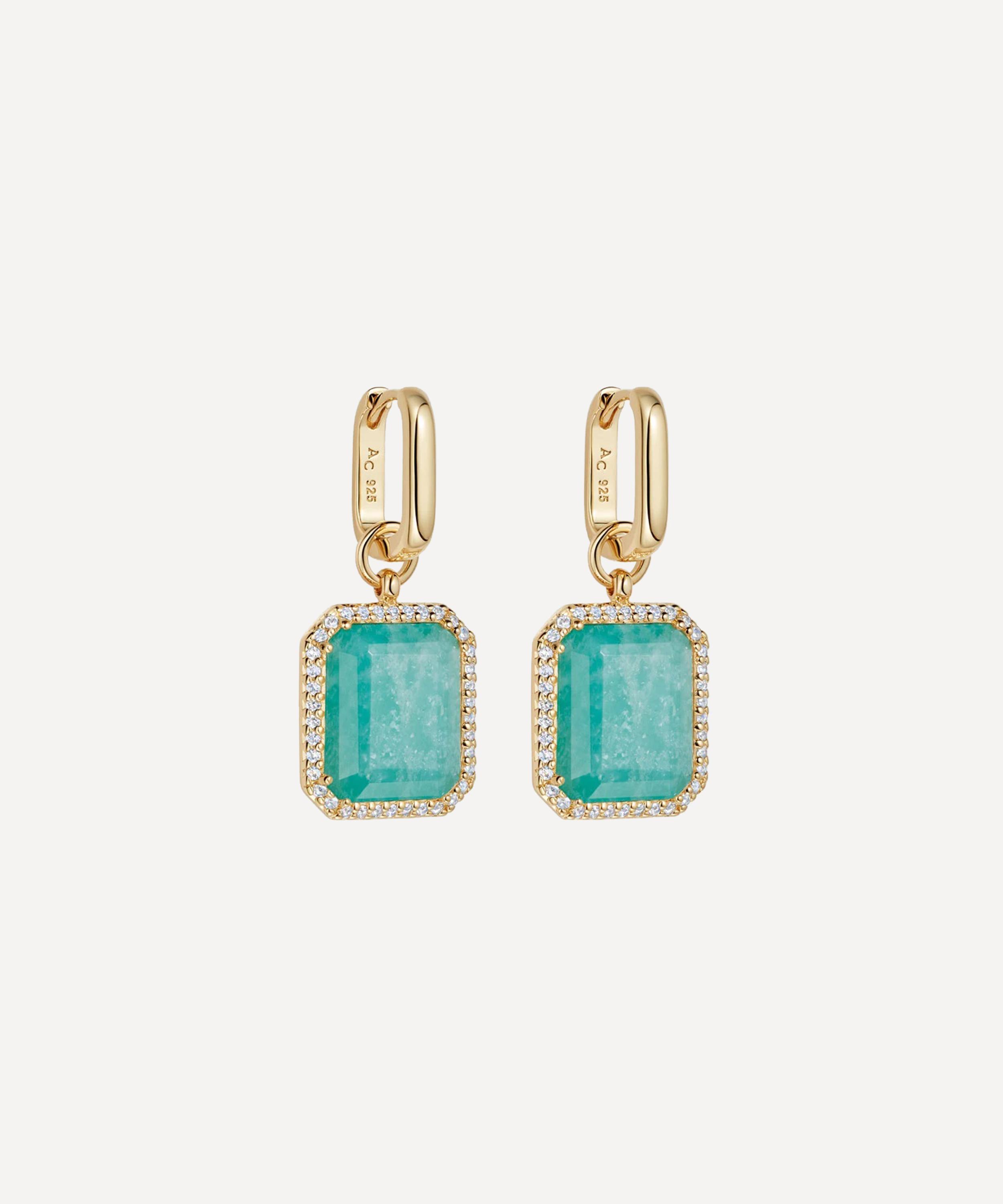 ASTLEY CLARKE ASTLEY CLARKE 18CT GOLD-PLATED VERMEIL SILVER OTTIMA AMAZONITE SLICE DROP EARRINGS 