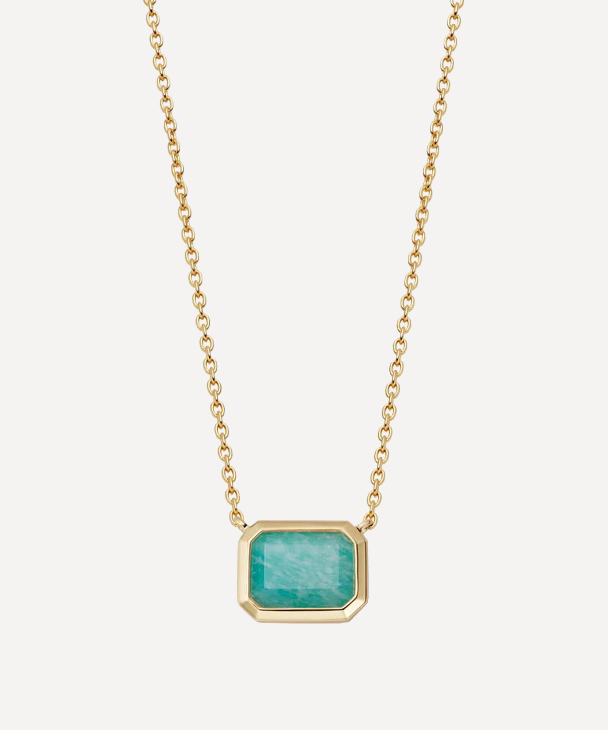 ASTLEY CLARKE ASTLEY CLARKE 18CT GOLD-PLATED VERMEIL SILVER OTTIMA AMAZONITE PENDANT NECKLACE 