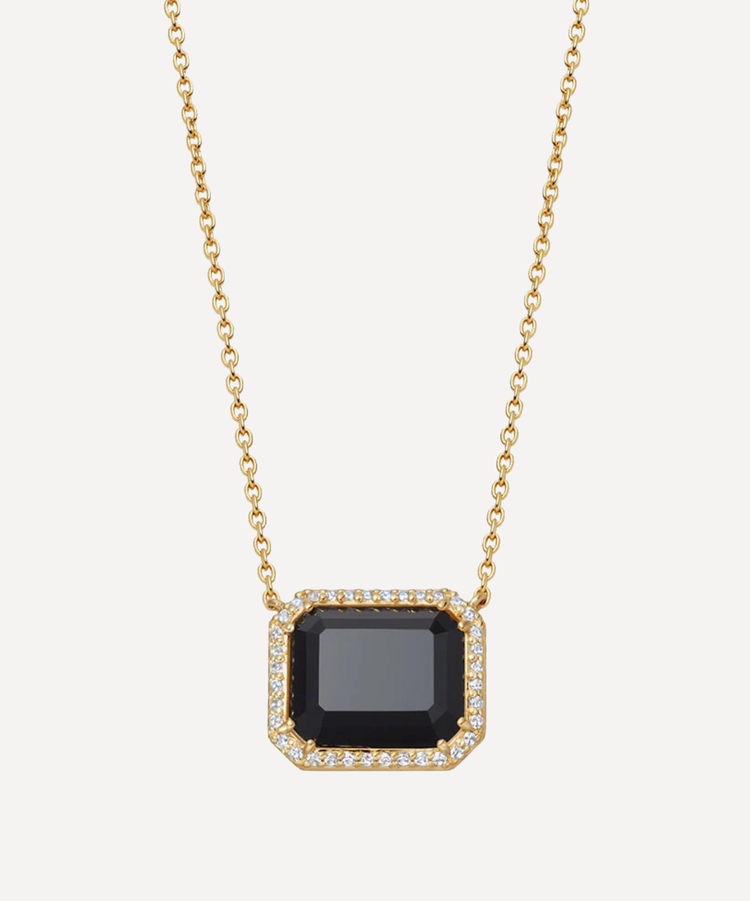 ASTLEY CLARKE ASTLEY CLARKE 18CT GOLD-PLATED VERMEIL SILVER OTTIMA BLACK ONYX SLICE LANDSCAPE PENDANT NECKLACE 
