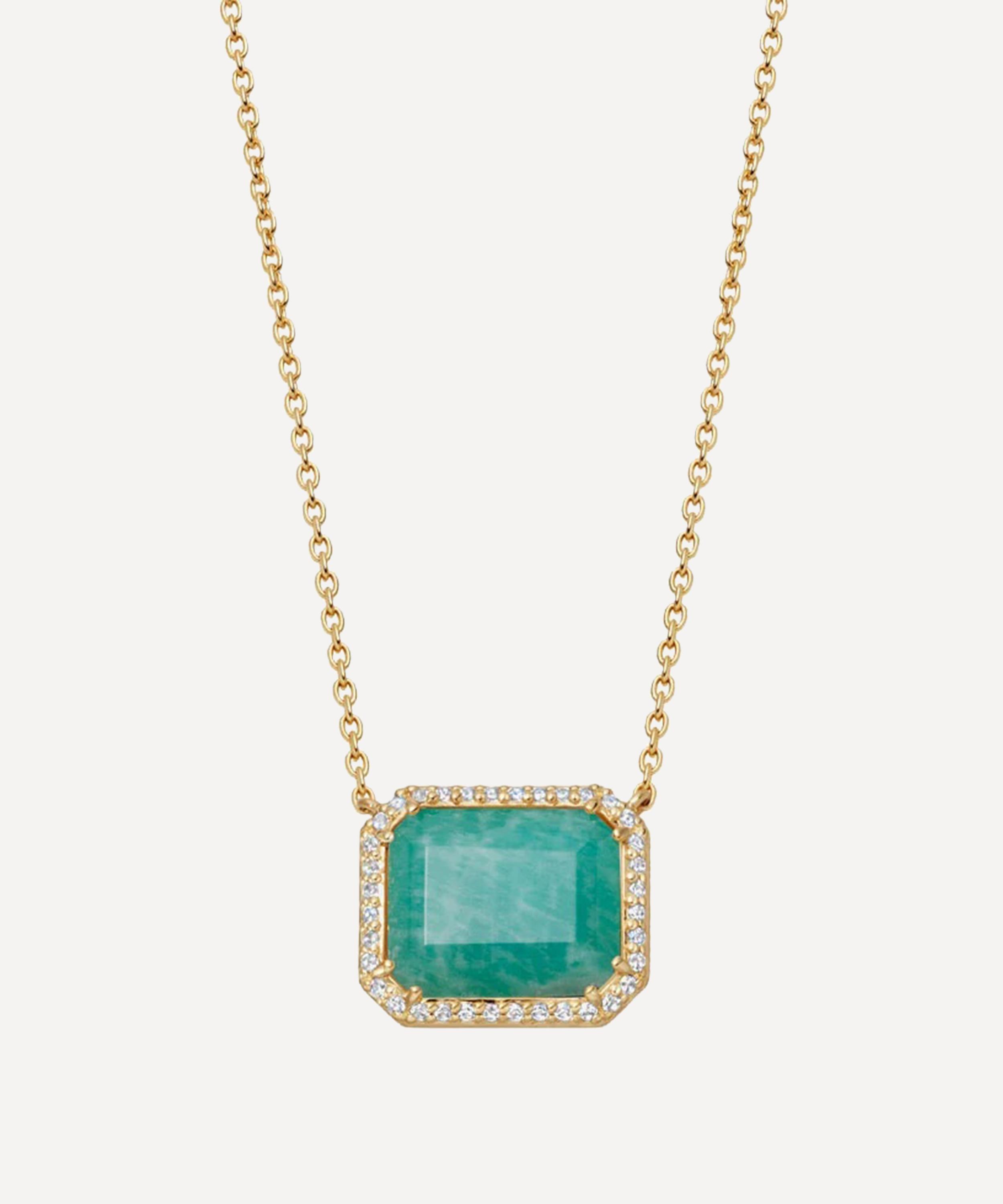 Astley Clarke 18ct Gold-plated Vermeil Silver Ottima Amazonite Slice Landscape Pendant Necklace