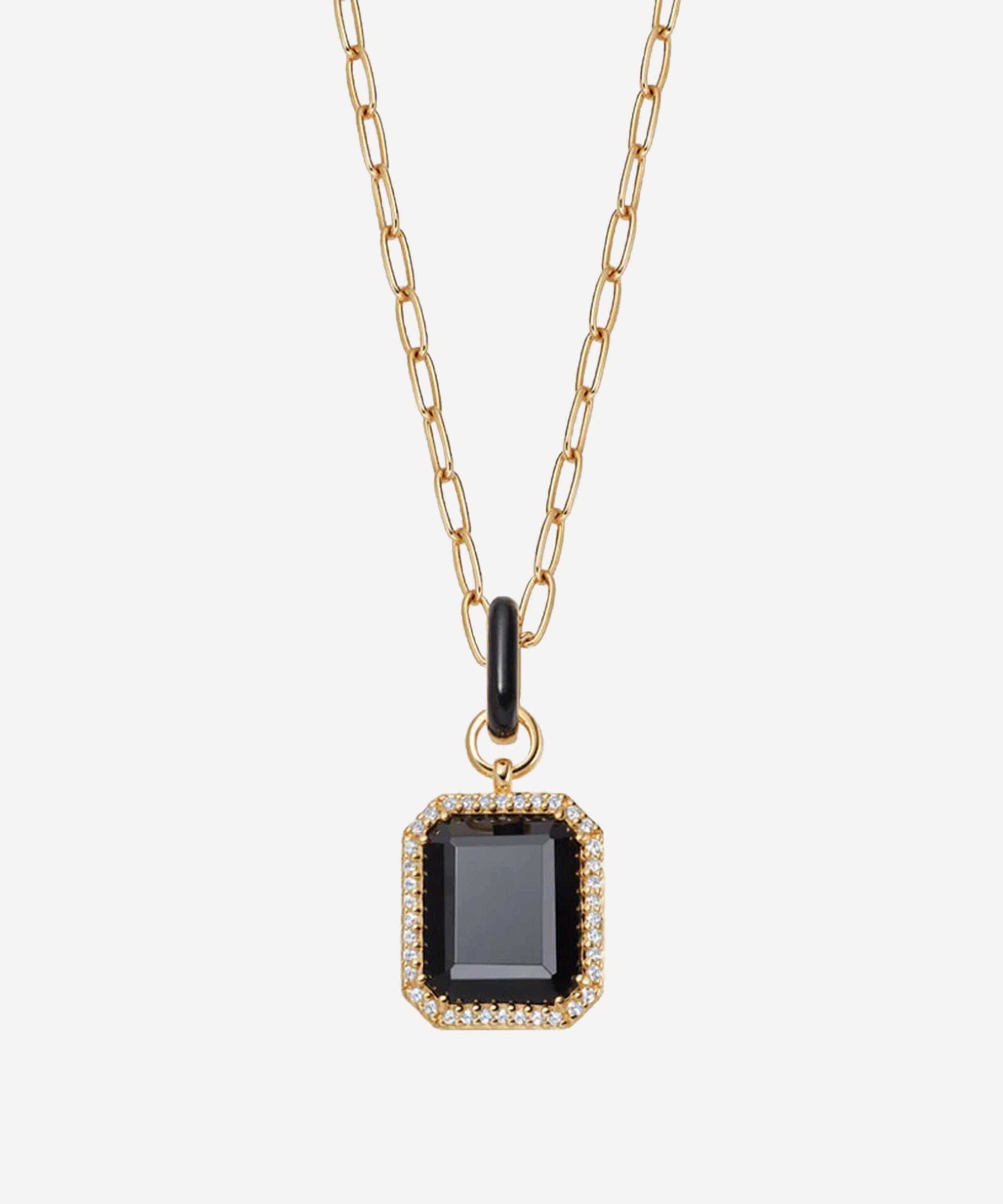 ASTLEY CLARKE ASTLEY CLARKE 18CT GOLD-PLATED VERMEIL SILVER OTTIMA BLACK ONYX SLICE ENAMEL PENDANT NECKLACE 