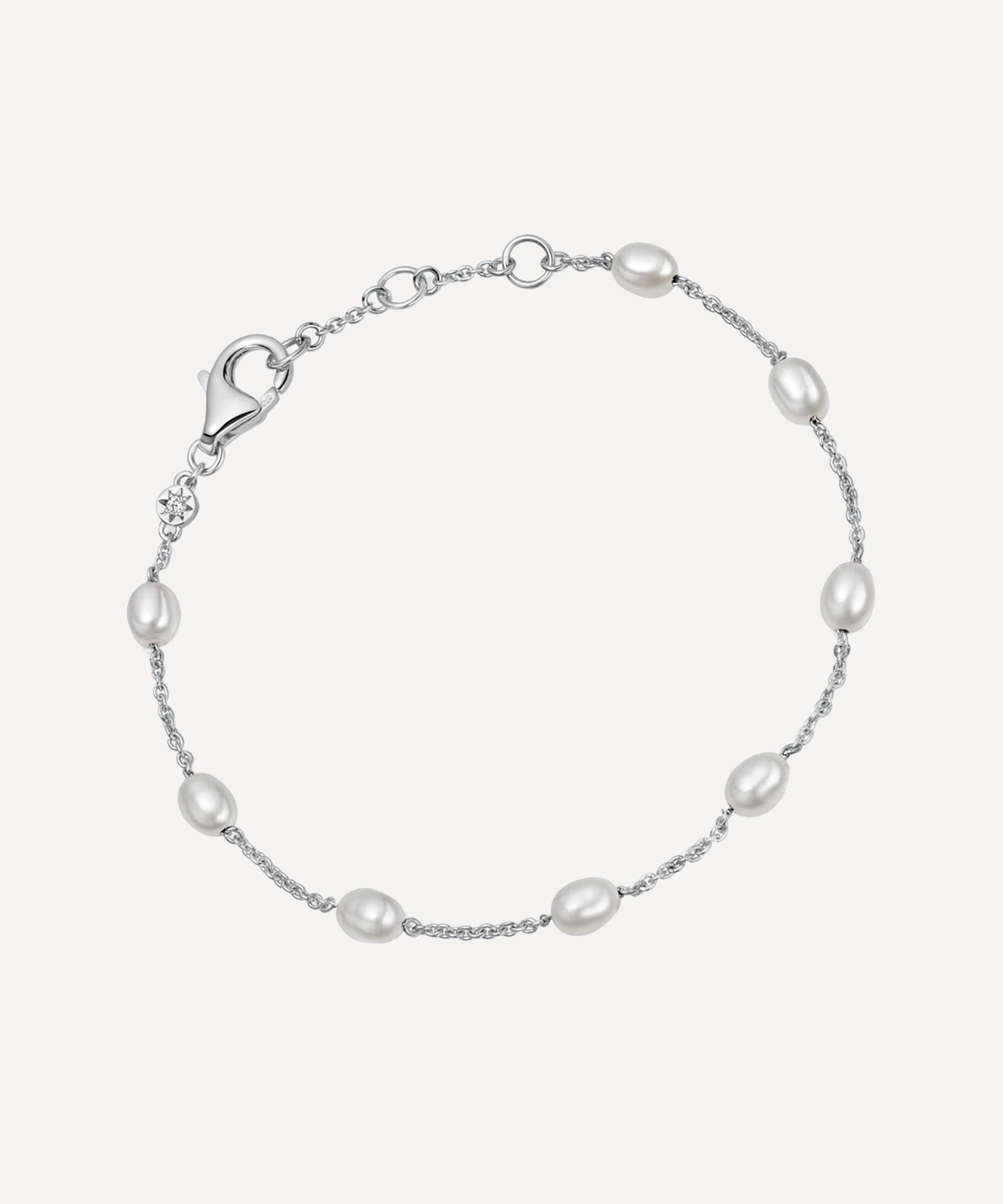 ASTLEY CLARKE ASTLEY CLARKE STERLING SILVER PEARL BIOGRAPHY CHAIN BRACELET 
