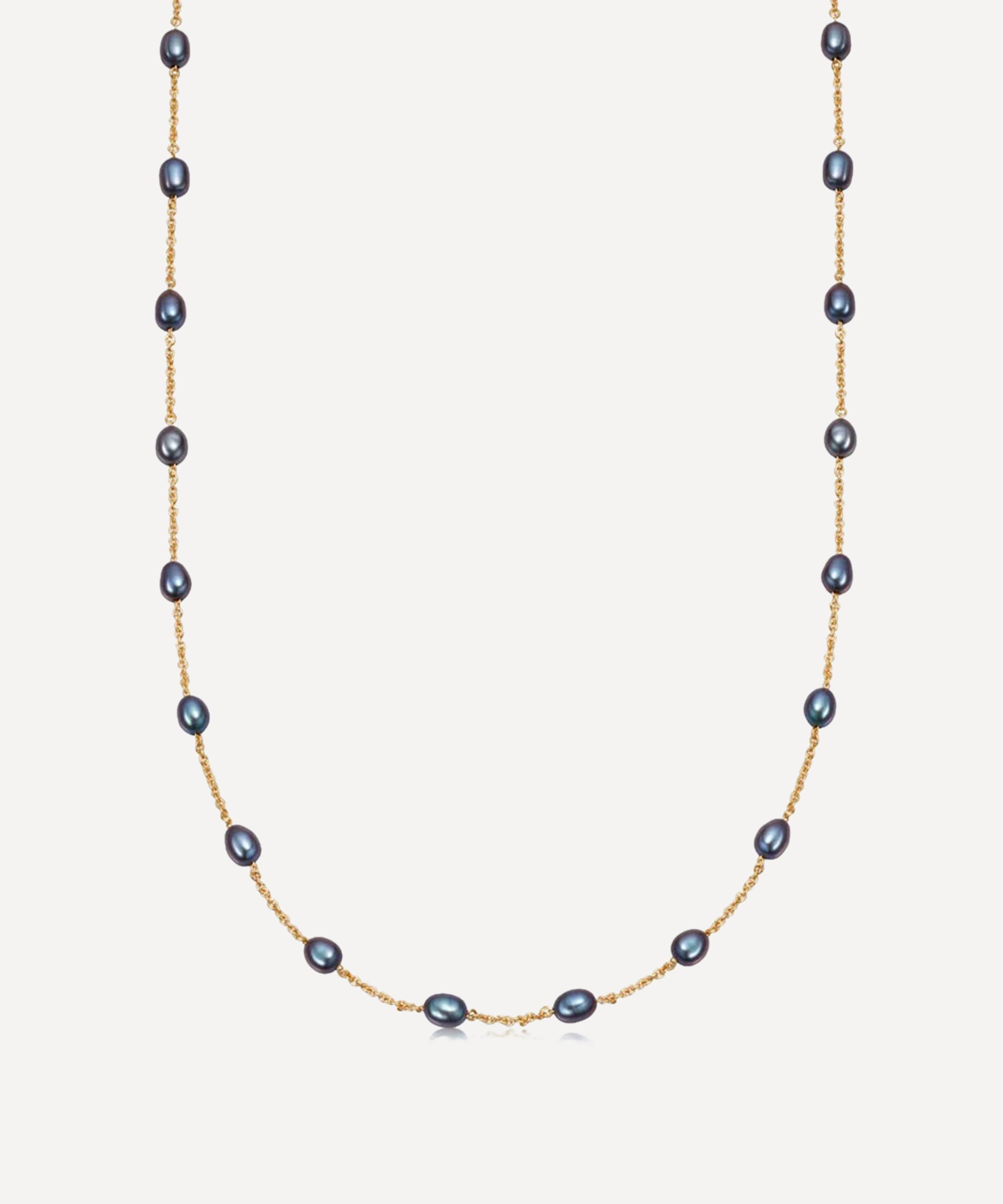 ASTLEY CLARKE ASTLEY CLARKE 18CT GOLD-PLATED VERMEIL SILVER PEACOCK PEARL BIOGRAPHY CHAIN NECKLACE 
