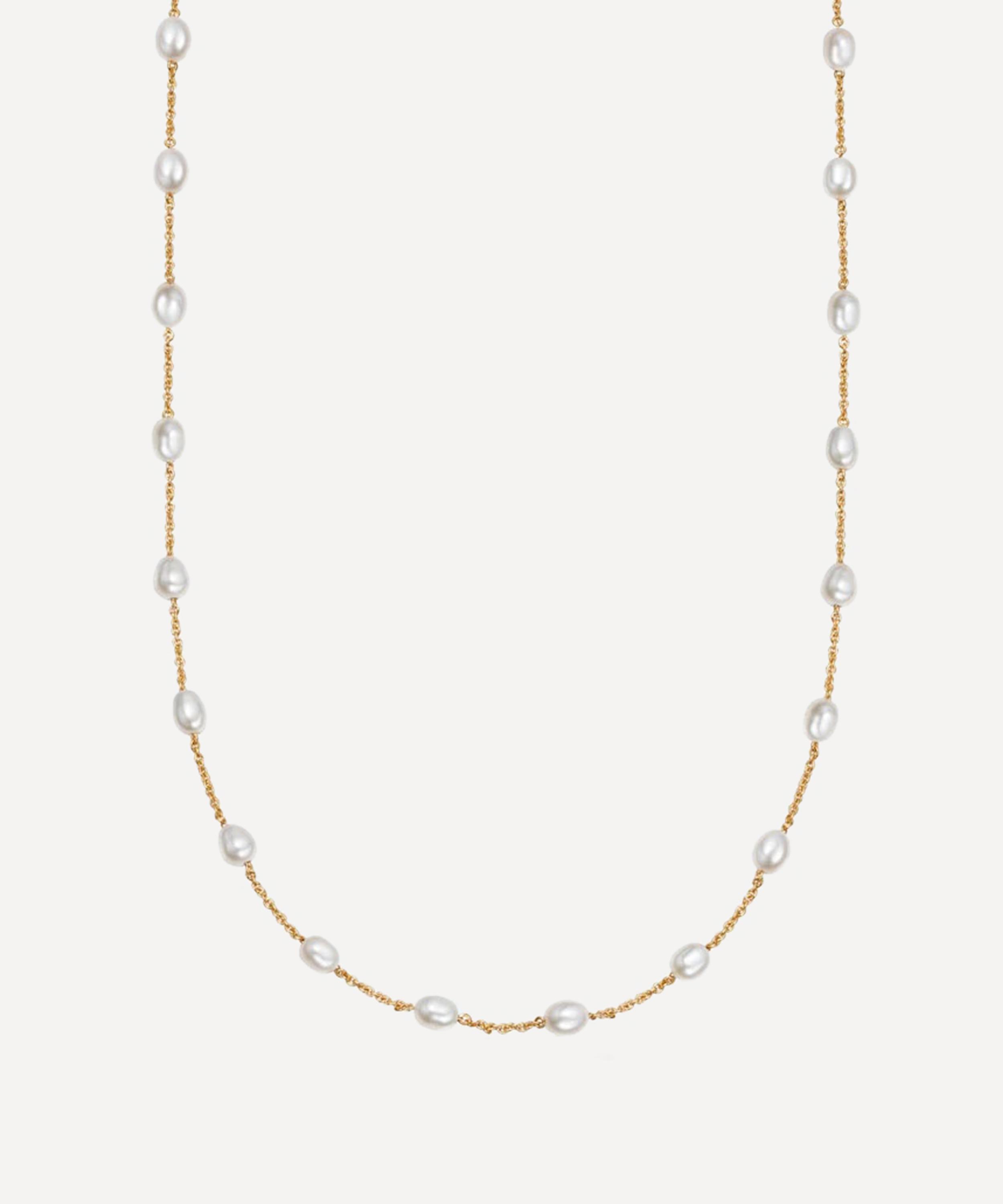 ASTLEY CLARKE ASTLEY CLARKE 18CT GOLD-PLATED VERMEIL SILVER PEARL BIOGRAPHY CHAIN NECKLACE 