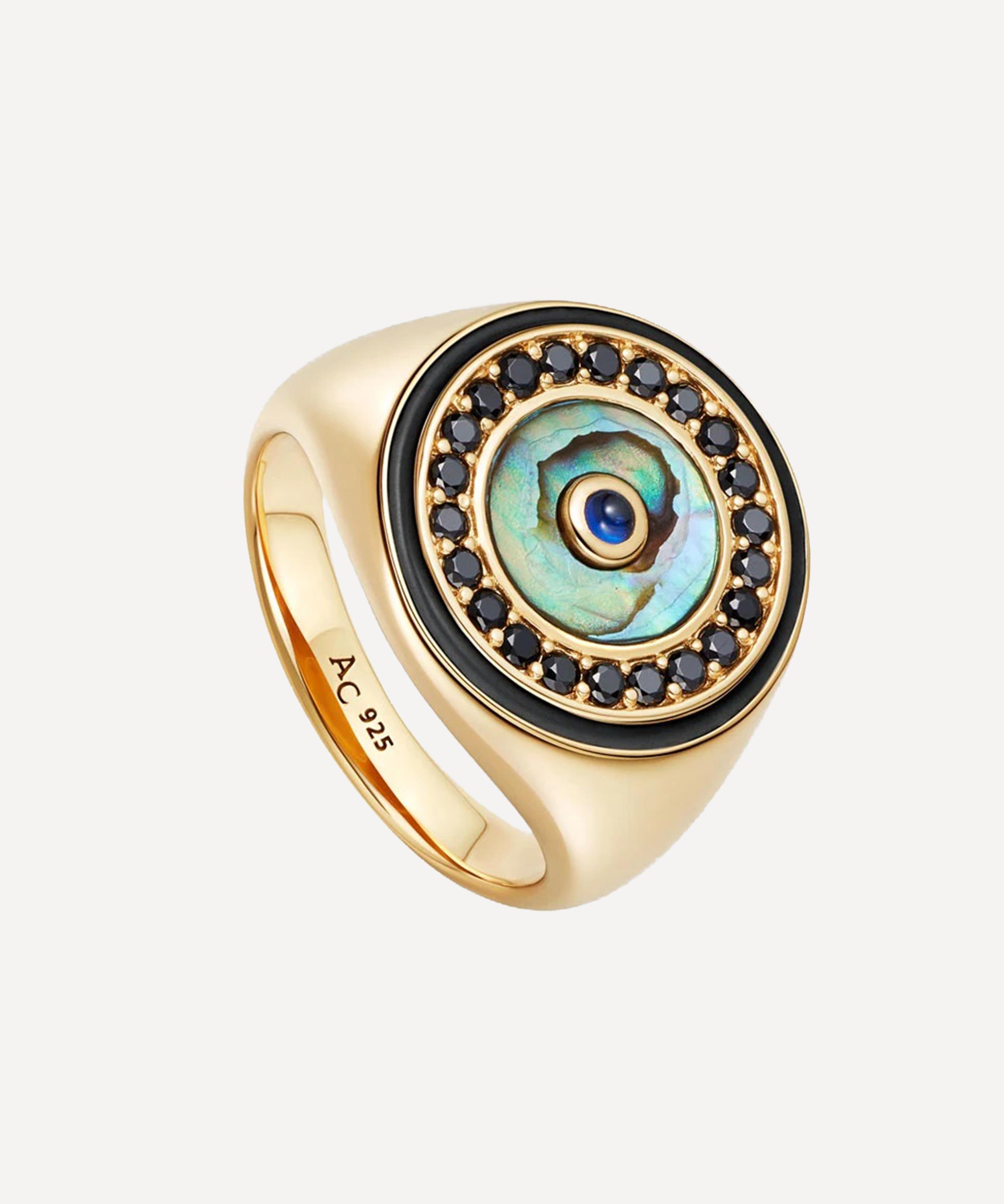 ASTLEY CLARKE ASTLEY CLARKE 18CT GOLD-PLATED VERMEIL SILVER CIRCULUS ABALONE SIGNET RING18CT GOLD-PLATED VERMEIL S 