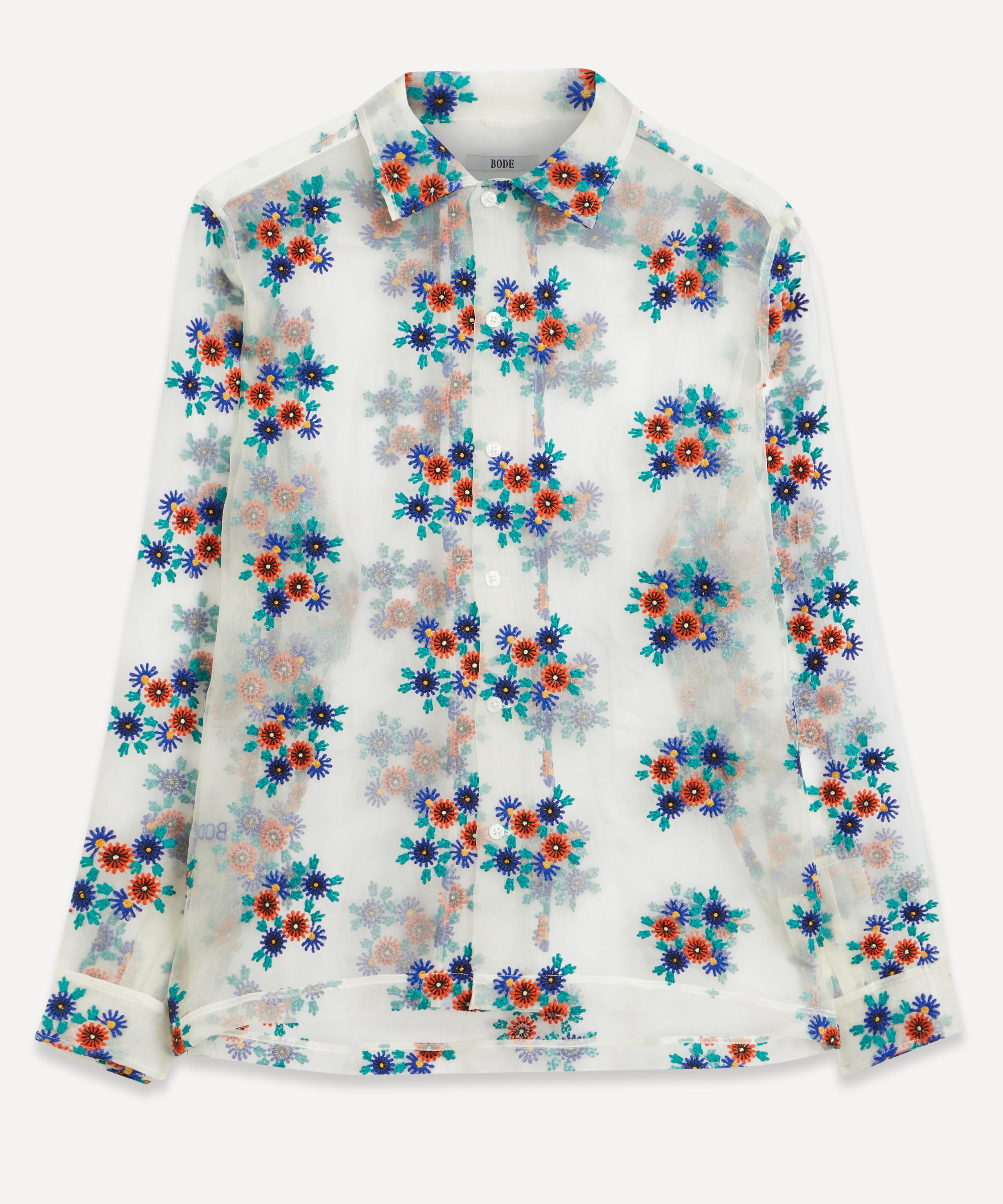 Bode Mens Sheer Daisy Long-sleeve Shirt In Multi