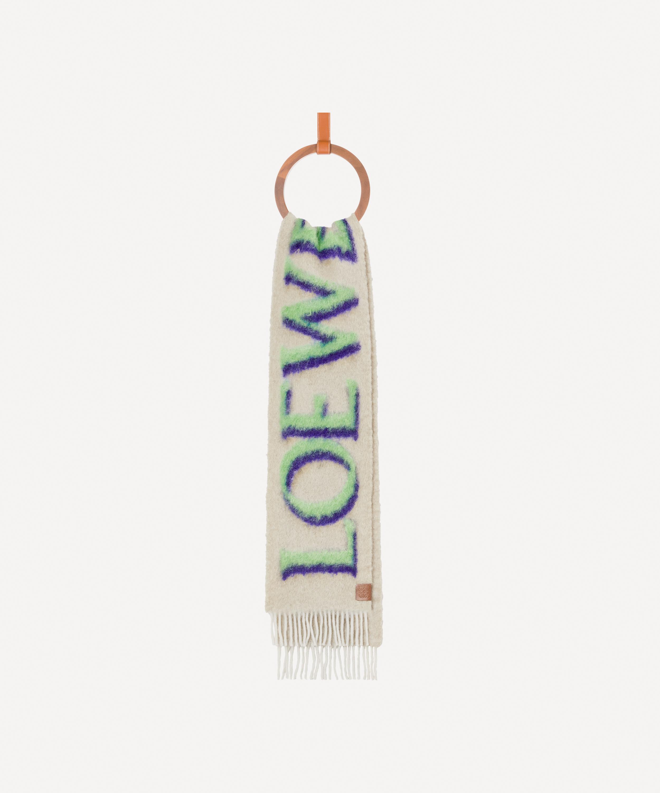 LOEWE LOEWE WOMEN'S SHORT LOGO SCARF IN WOOL AND MOHAIR 