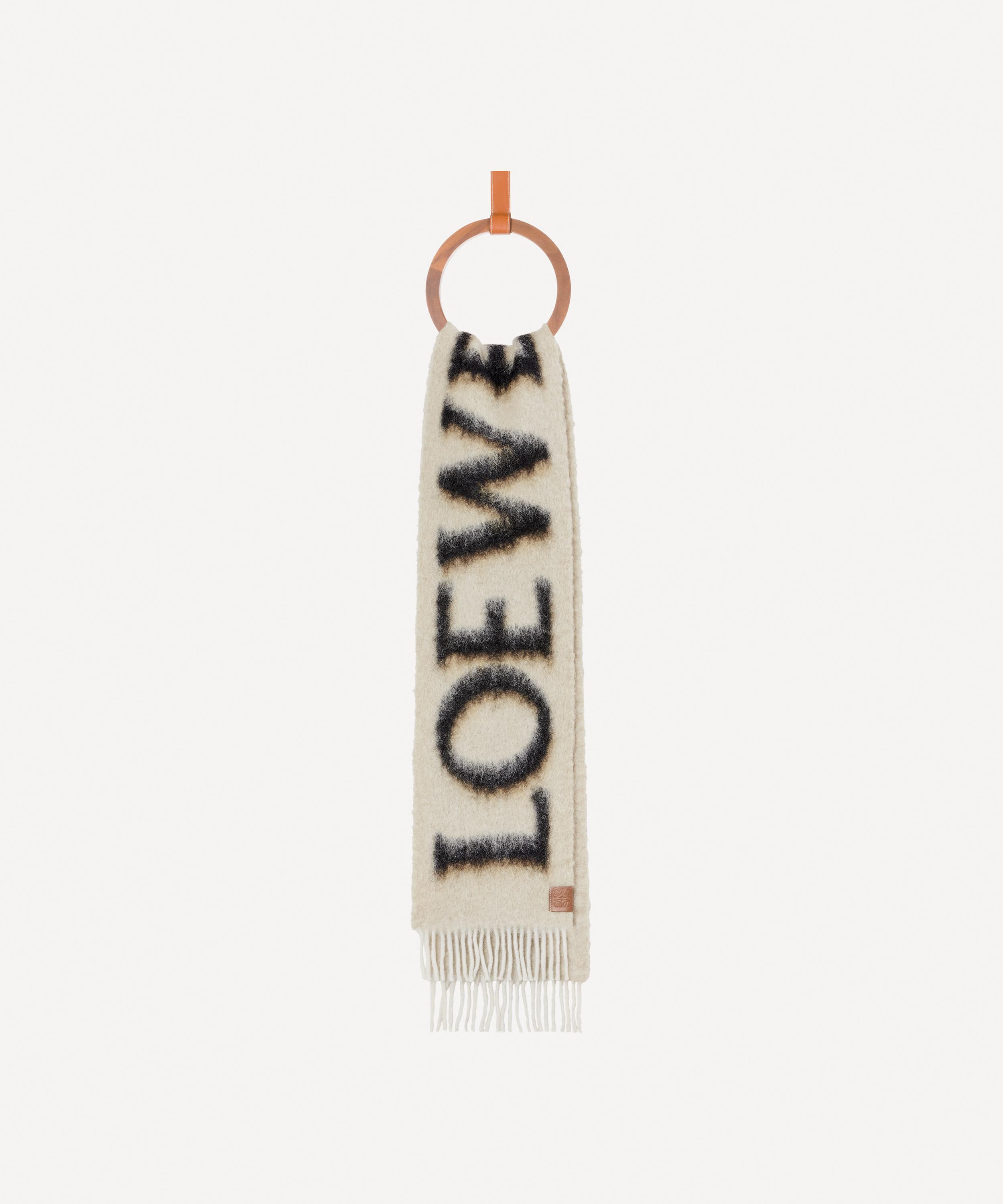 LOEWE LOEWE WOMEN'S SHORT LOGO SCARF IN WOOL AND MOHAIR 