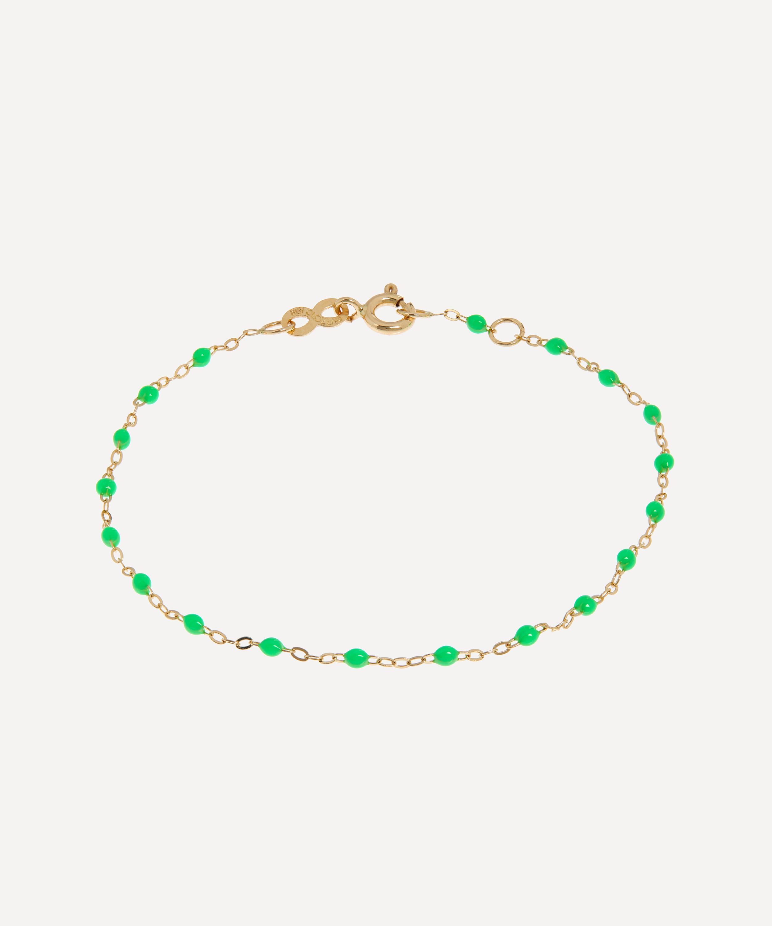 Gigi Clozeau 18ct Gold Classic Gigi Resin Bead Bracelet Green Luxury Christmas Gift / Present