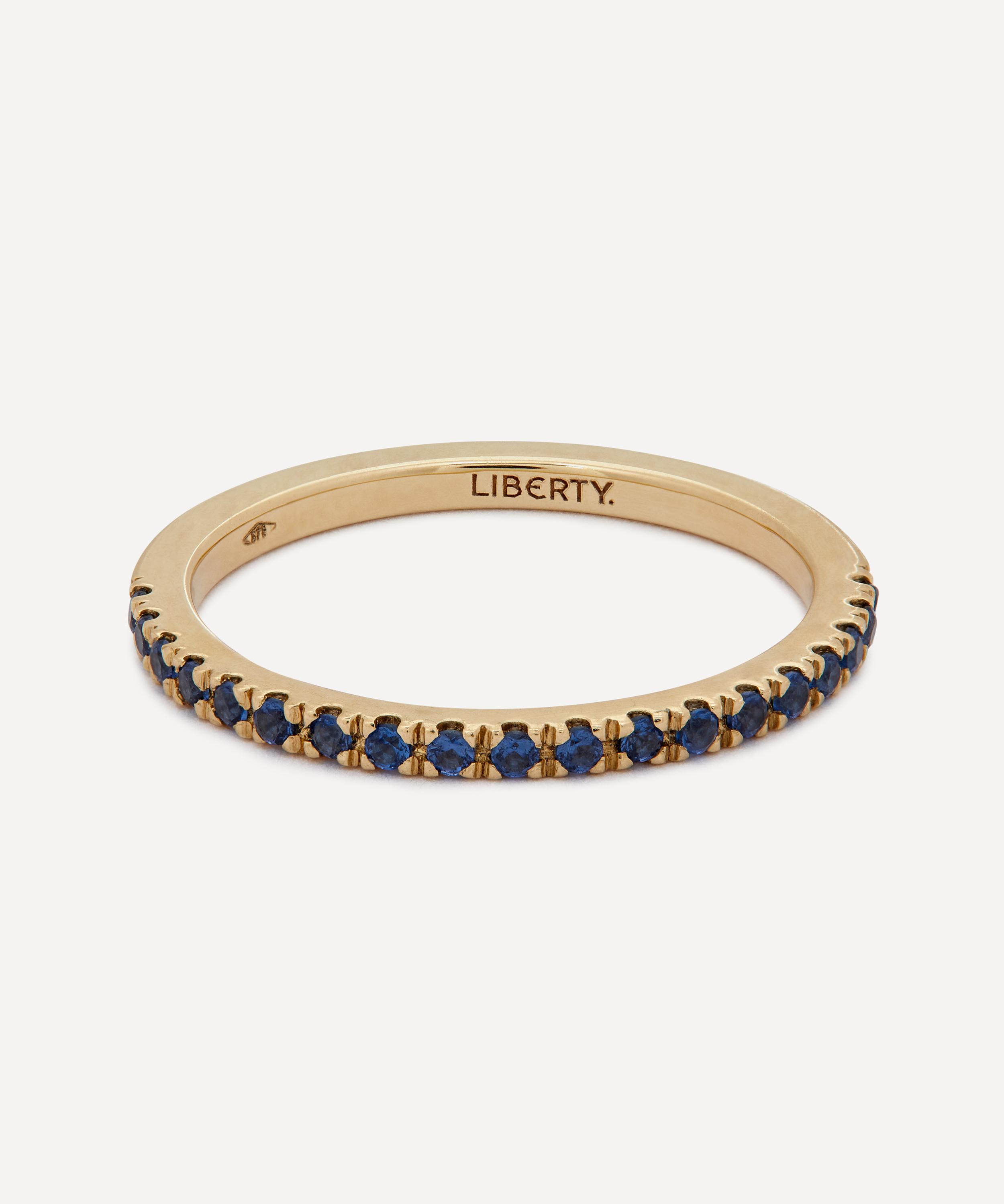 Liberty 9ct Gold Blue Sapphire Rainbow Ring 51 Luxury Christmas Gift / Present