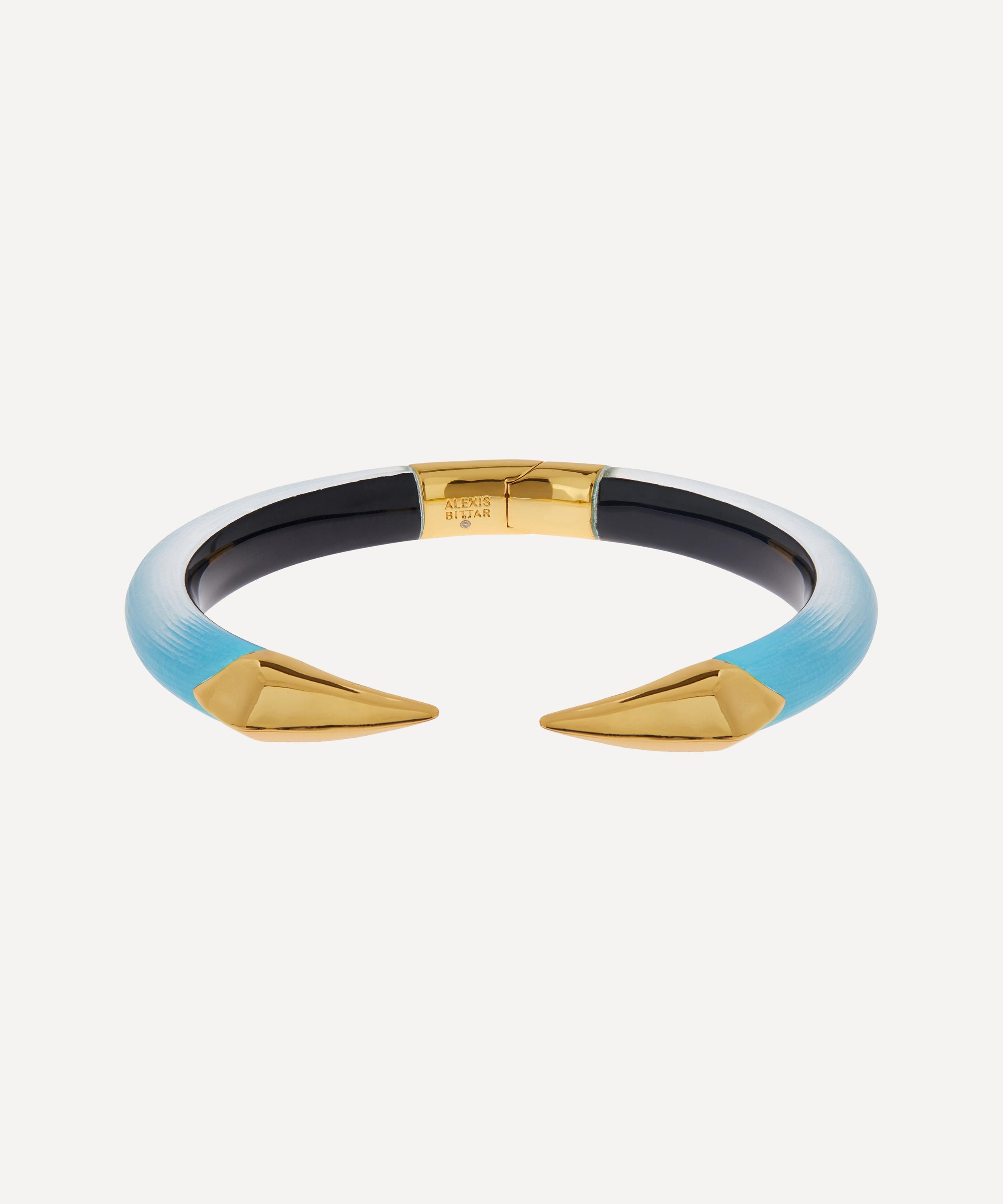 ALEXIS BITTAR ALEXIS BITTAR 14CT GOLD-PLATED MIRRORED PYRAMID BRAKE HINGE CUFF BRACELET 