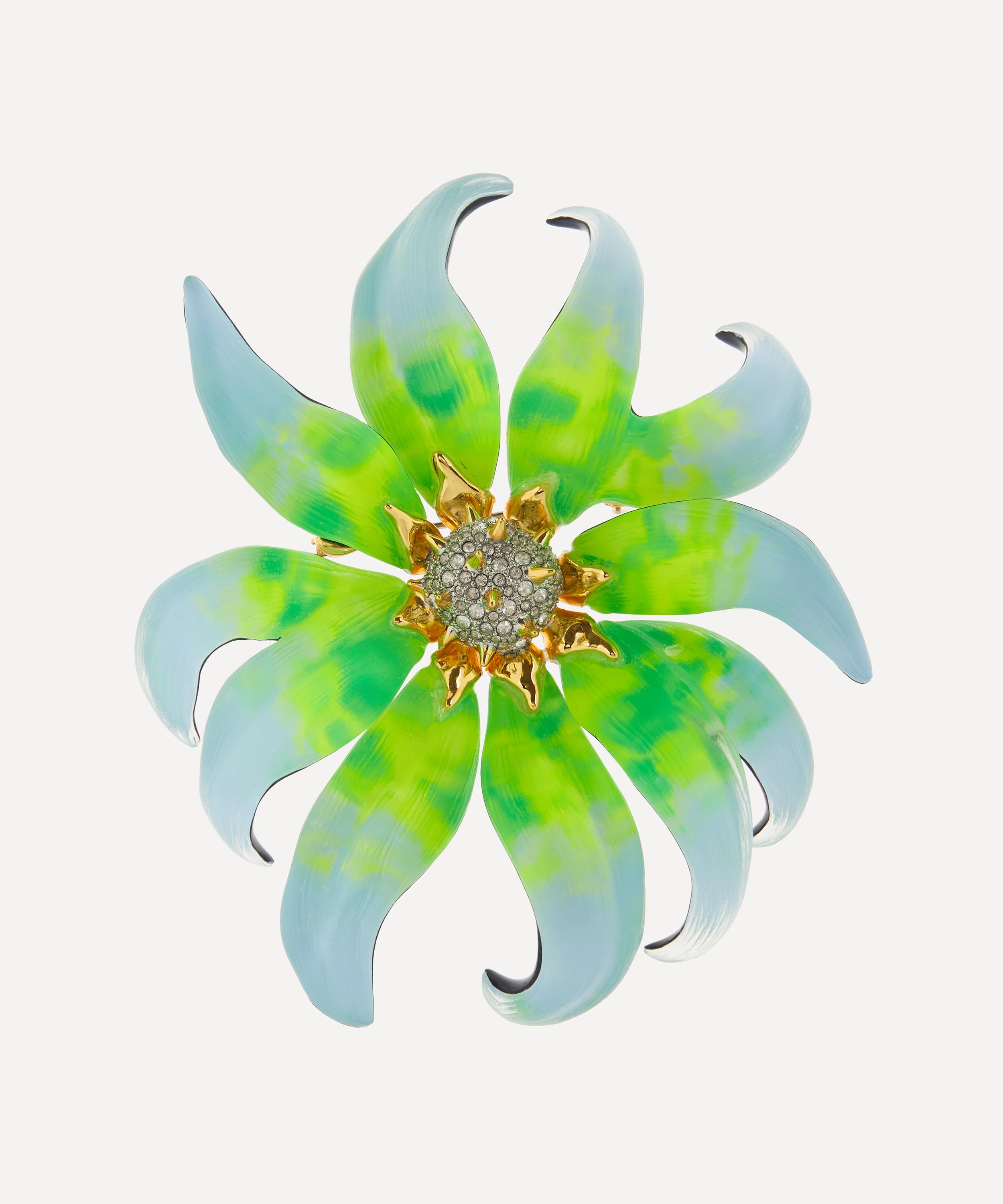 ALEXIS BITTAR ALEXIS BITTAR 14CT GOLD-PLATED LILY LUCITE FLOWER BROOCH 