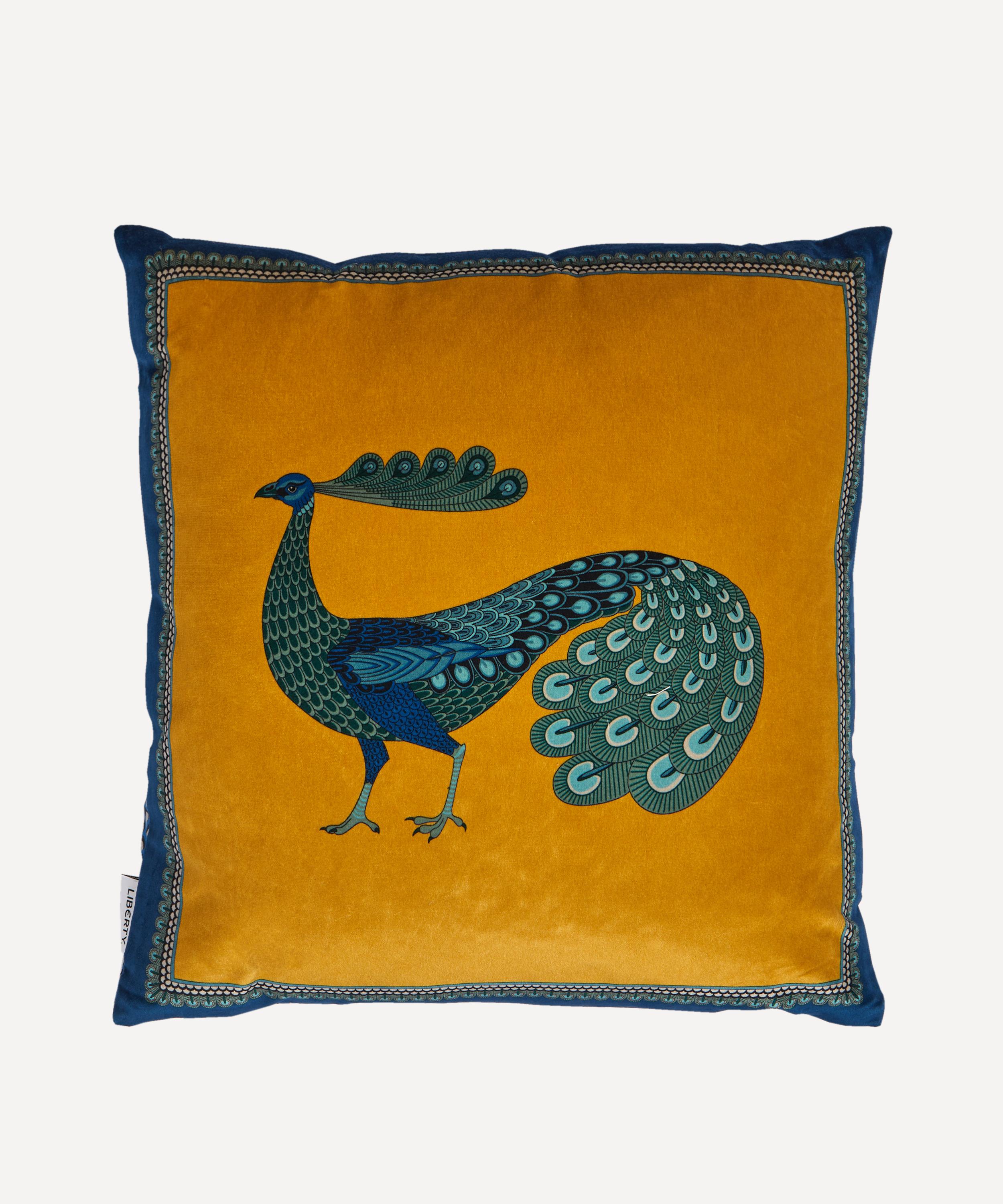 Shop Liberty Peacock Square Velvet Cushion