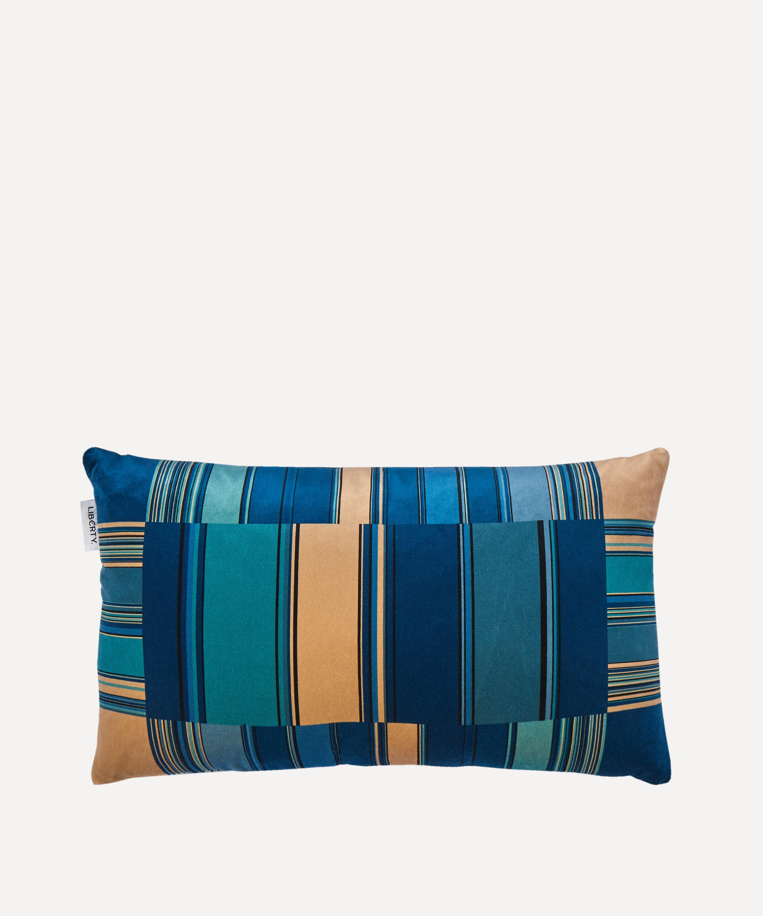LIBERTY LIBERTY STRIPE VELVET AND LINEN RECTANGULAR CUSHION 