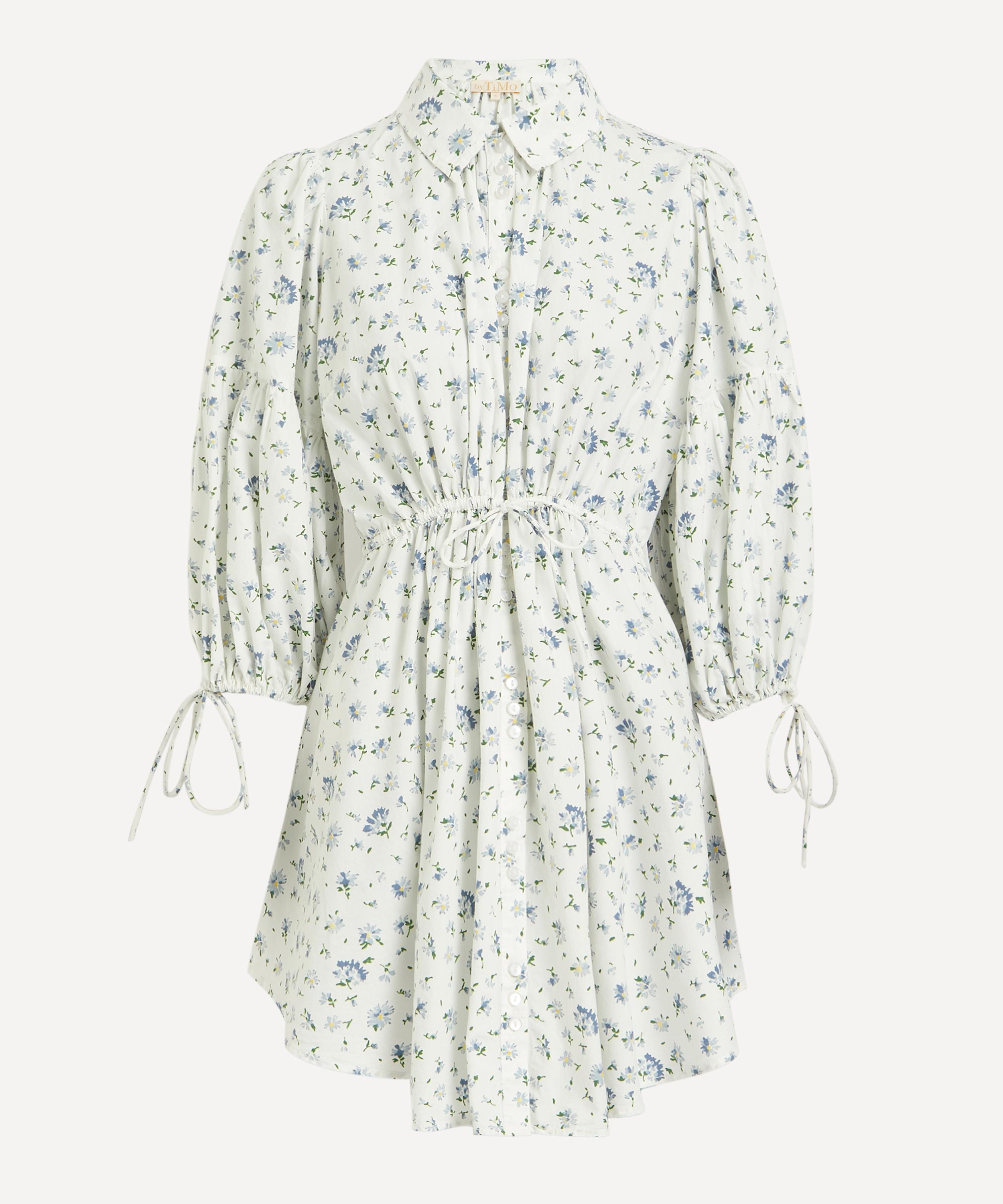 Bytimo Women's Poplin Floral Puff-sleeve Mini-dress