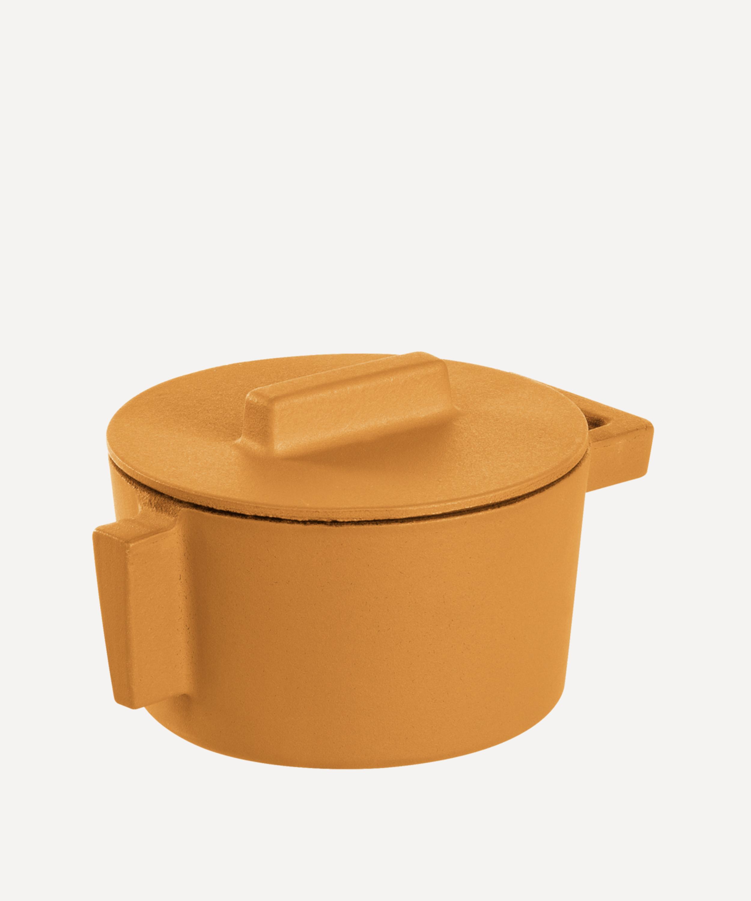 Sambonet Terra. Cotto Small Cast Iron Saucepan Vanilla In Orange