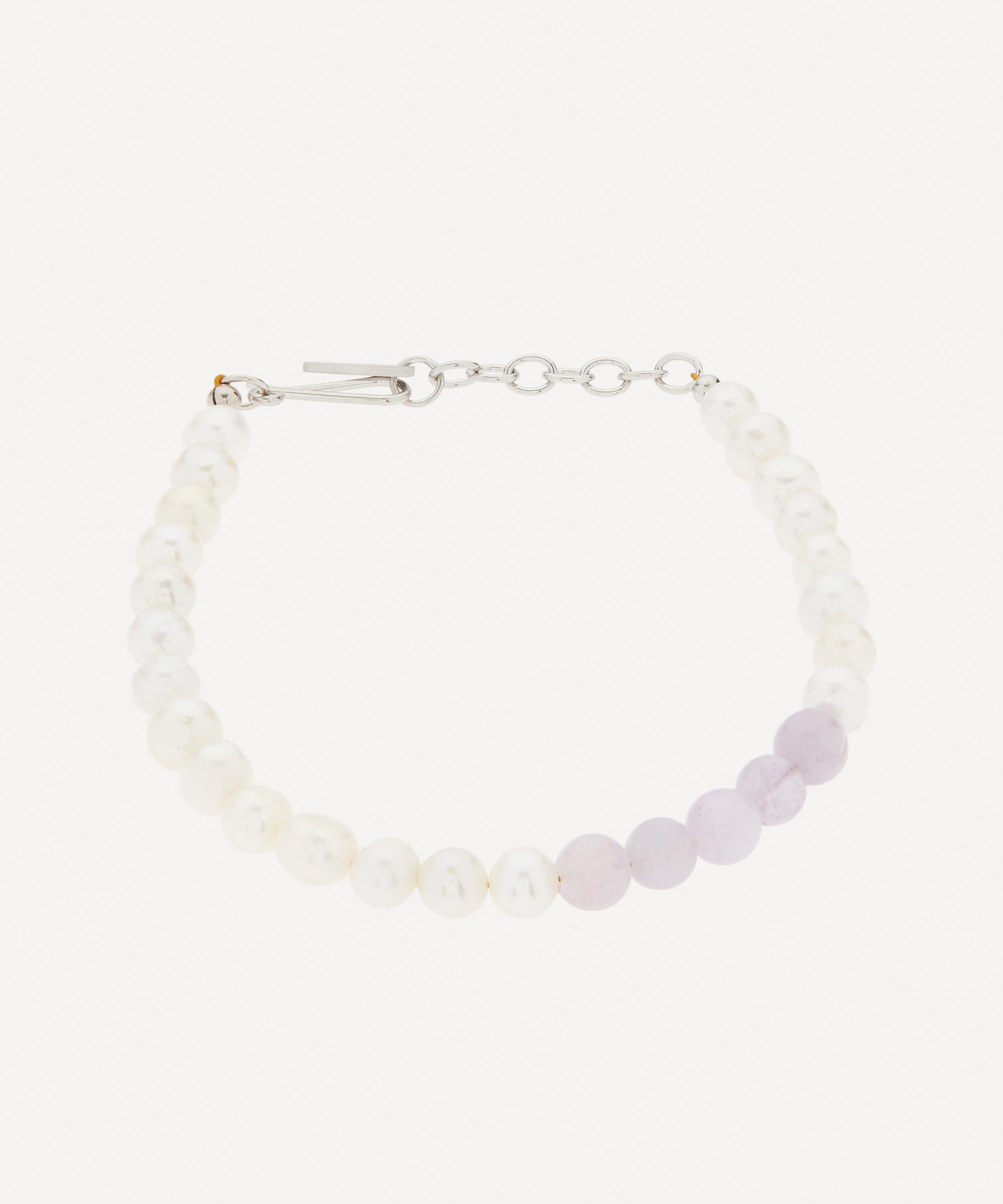 Shop Completedworks Silver Pearl And Jade Bracelet
