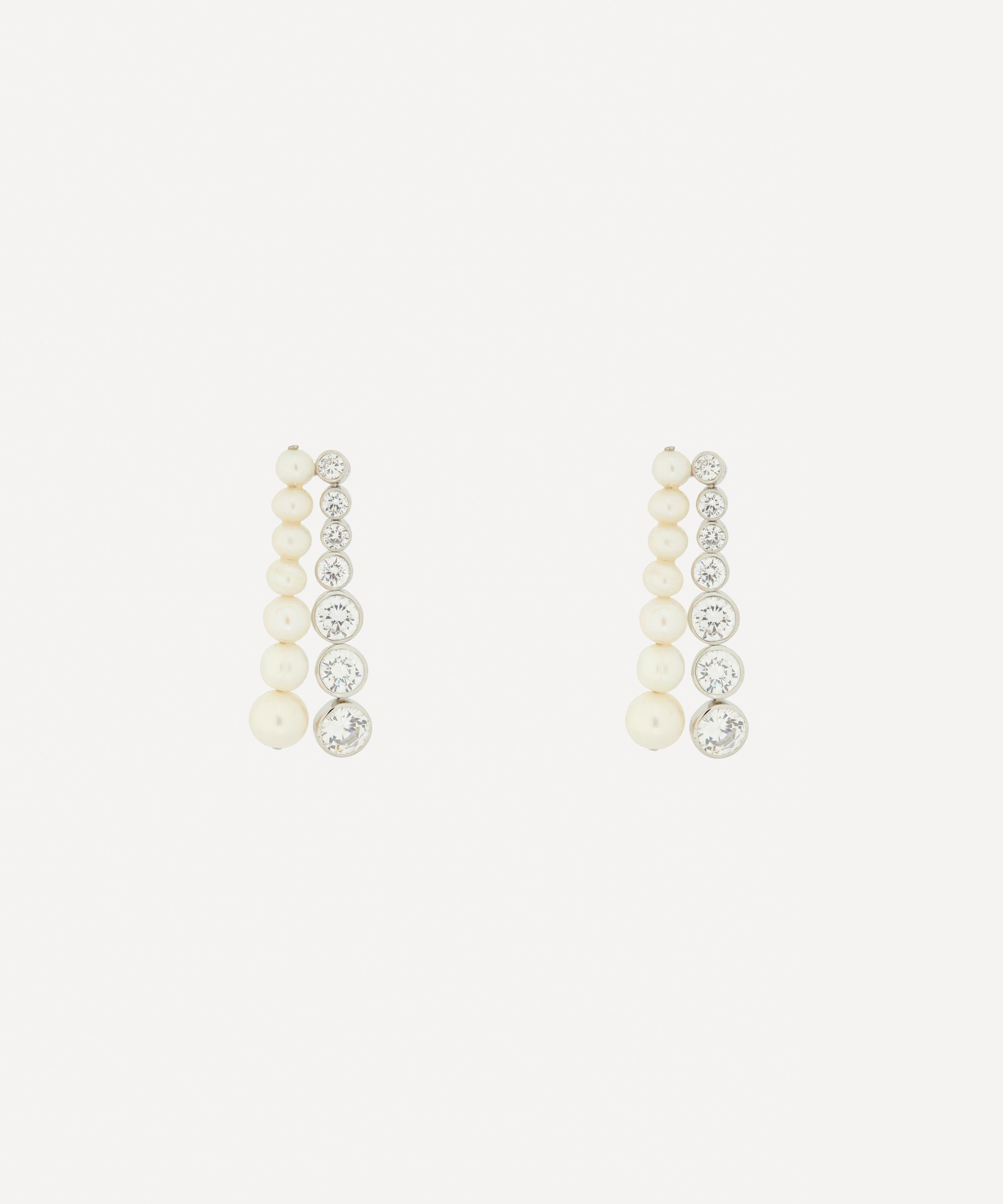 Shop Completedworks Silver Pearl And Cz Drop Earrings
