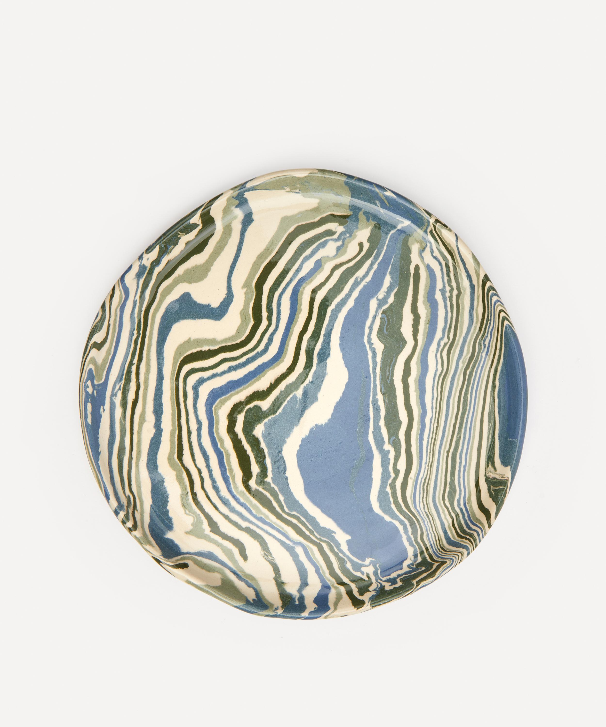 HENRY HOLLAND STUDIO HENRY HOLLAND STUDIO GREEN WHITE AND BLUE STRIPE SIDE PLATE 
