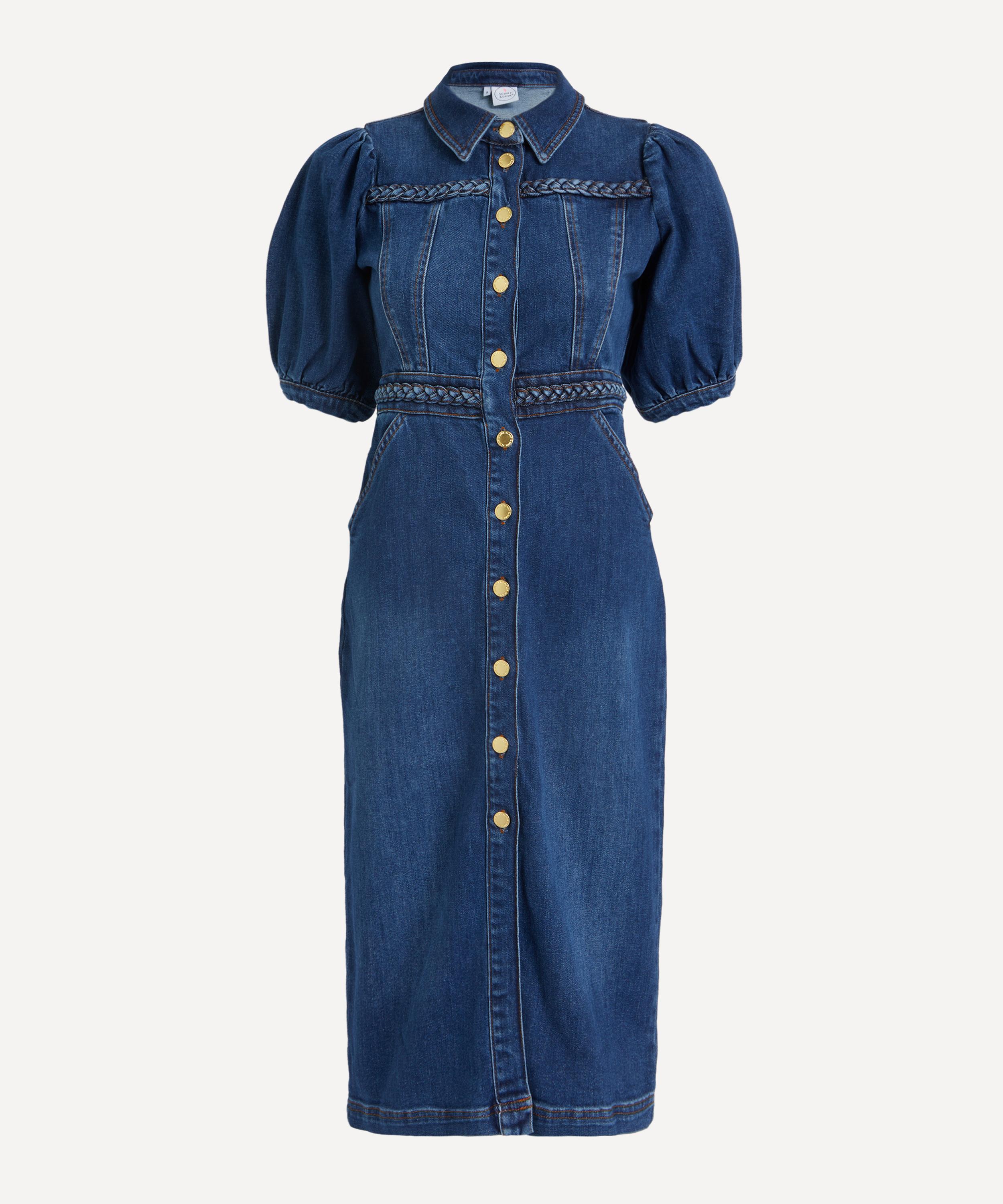 Shop Scamp & Dude Women's Indigo Plait Detail Denim Dress