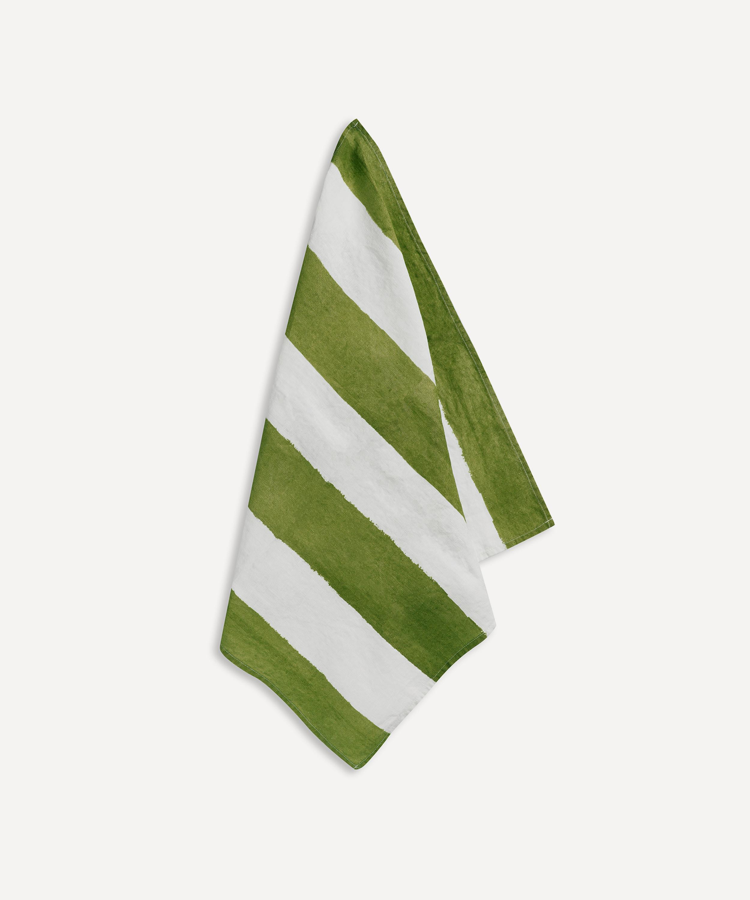 Summerill & Bishop Stripe Avocado Linen Napkins Set Of Two