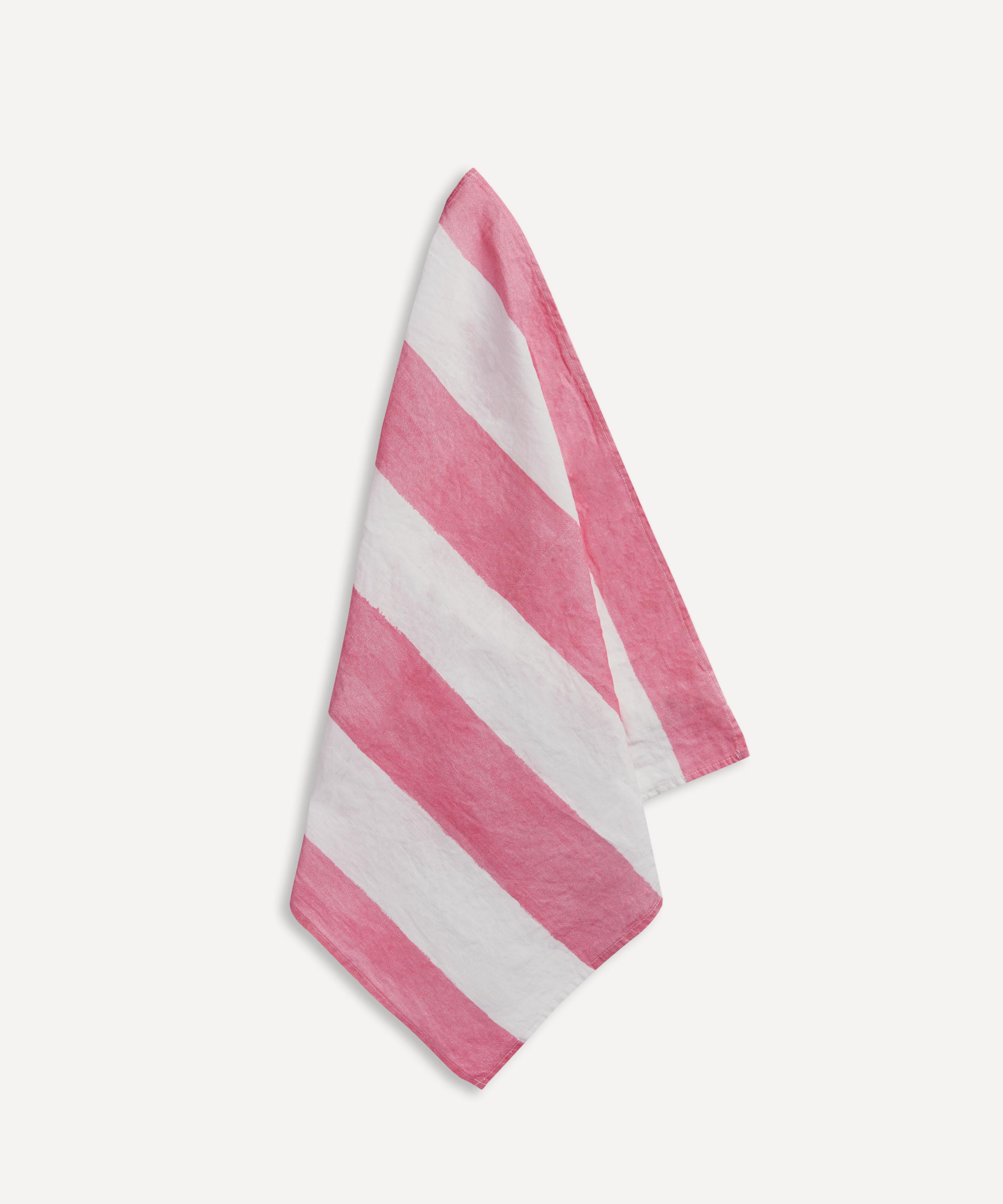 Summerill & Bishop Stripe Rose Pink Linen Napkins Set Of Two
