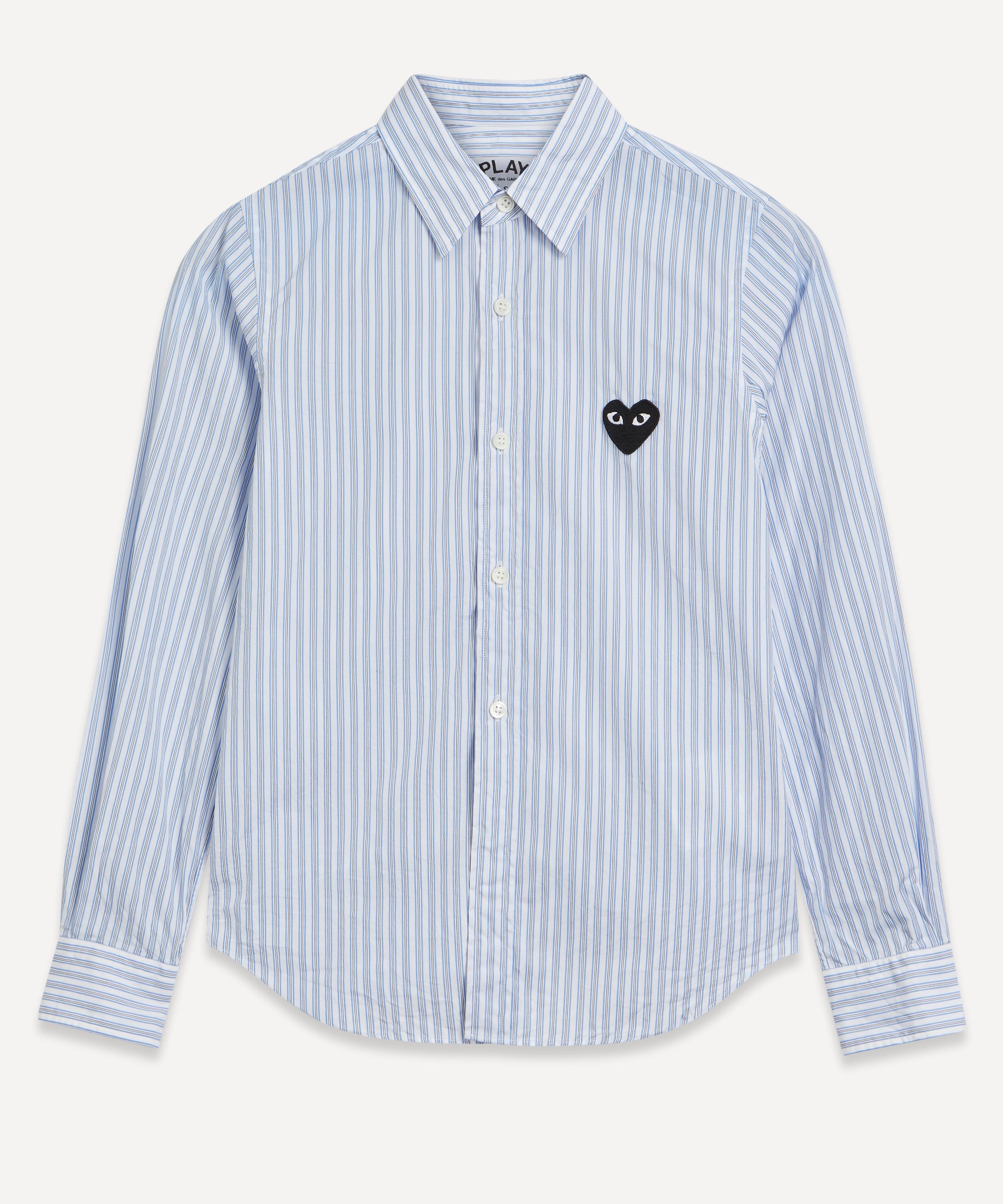 COMME DES GARÇONS COMME DES GARCONS WOMEN'S STRIPED BLACK HEART APPLIQUED SHIRT 