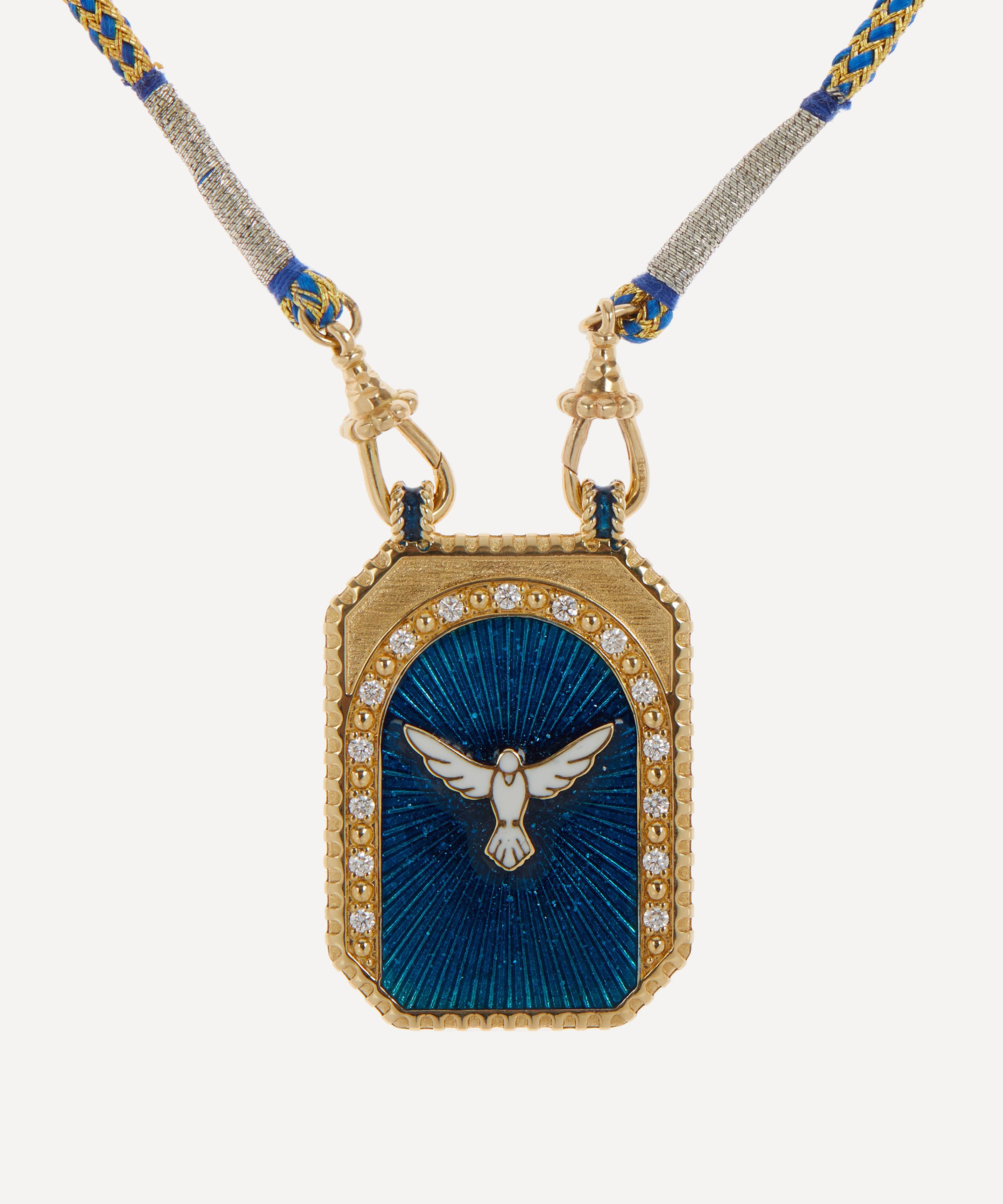 MARIE LICHTENBERG MARIE LICHTENBERG 18CT GOLD PEACE SCAPULAR PENDANT NECKLACE 