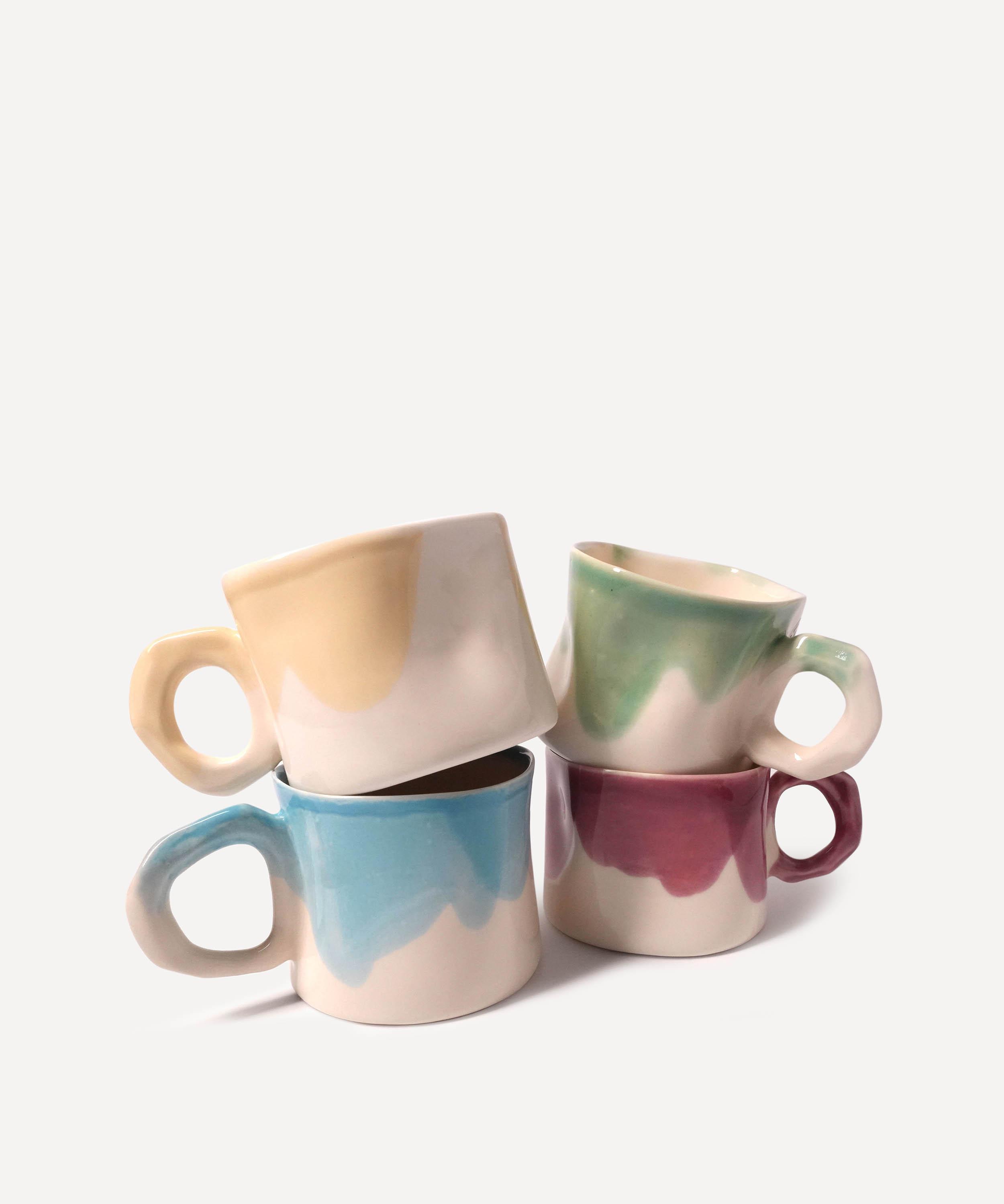 Pottery & Poetry Painted Porcelain Mug Set Of Four