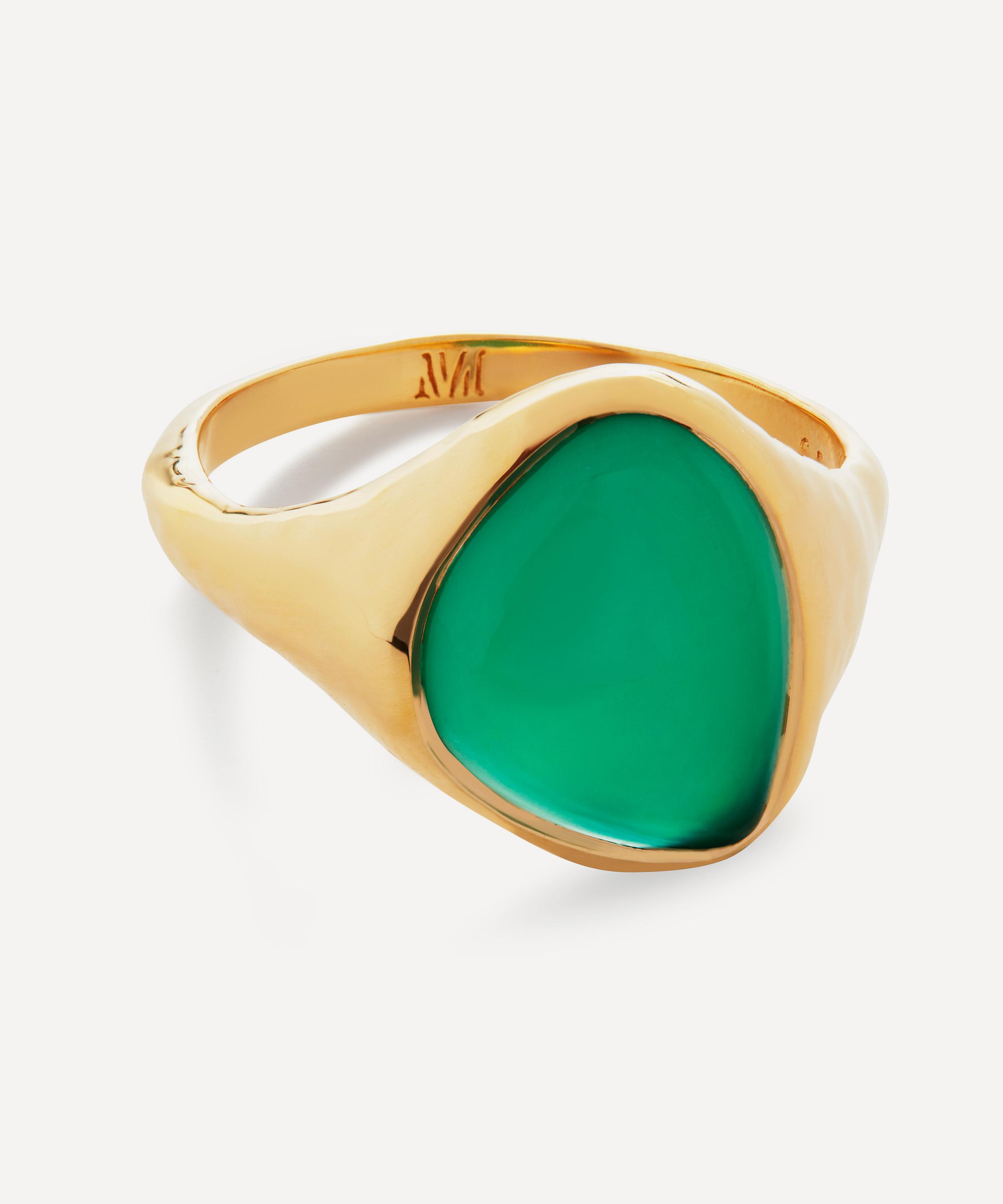 Monica Vinader 18ct Gold Plated Vermeil Sterling Silver Rio Green Onyx Ring